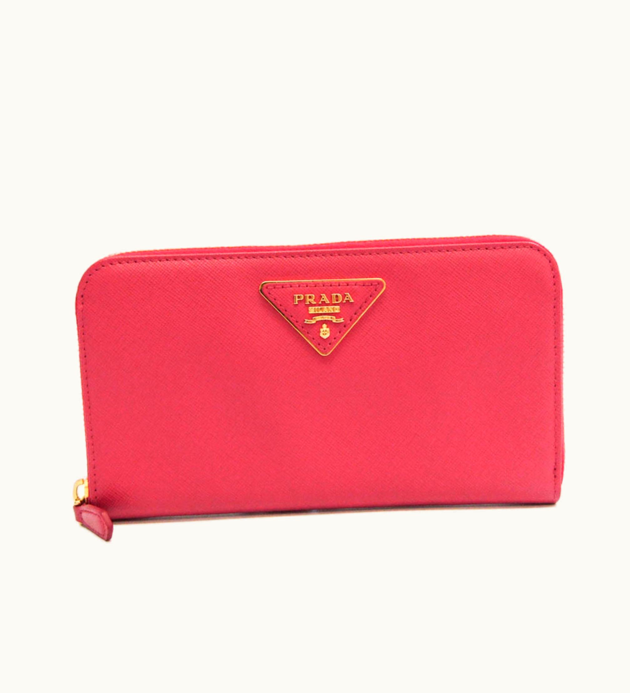 Prada Prada Saffiano 1M0506 Women's Leather Long Wallet [Bi-Fold] Peonia