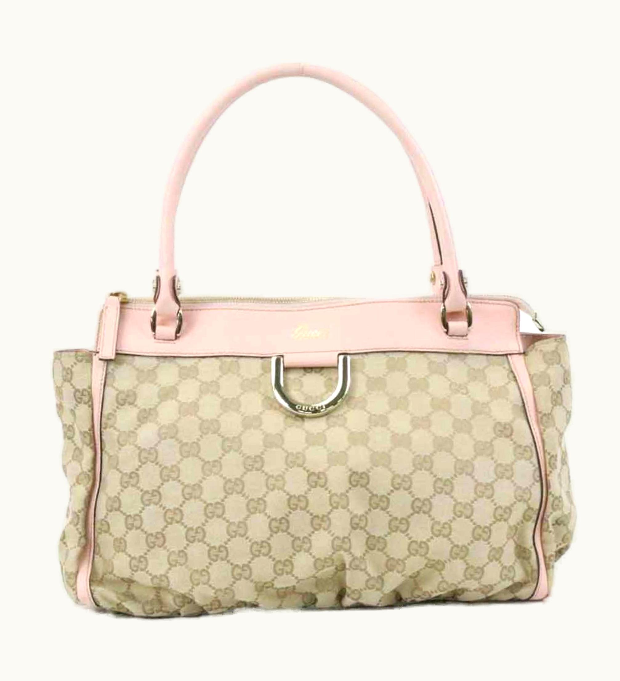 Gucci Gucci Handbag GG Canvas Canvas/Leather Beige/Light Pink Ladies 189831