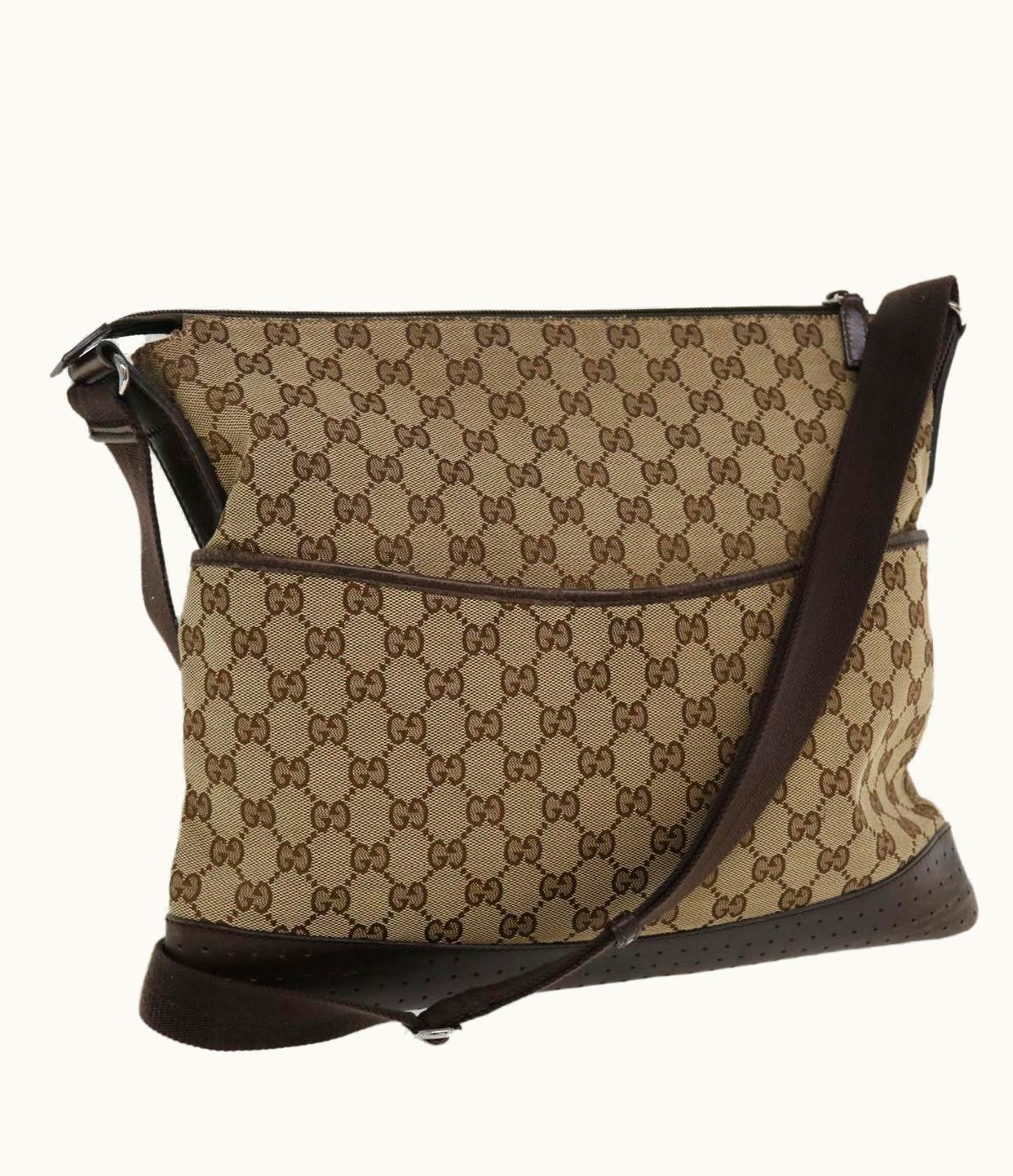 Gucci Gucci GG Canvas Shoulder Bag Canvas Beige Brown 145856
