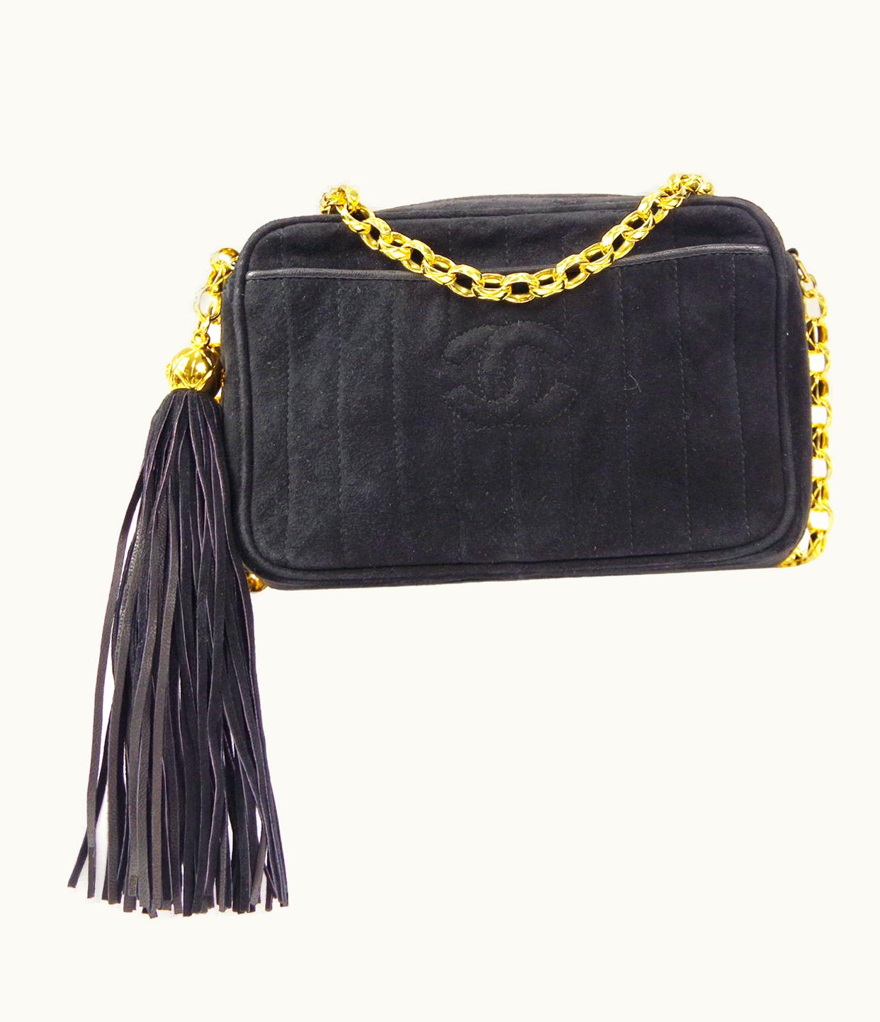 Chanel Chanel 1996-1997 Vertical Camera Bag Mini Black Suede 66420