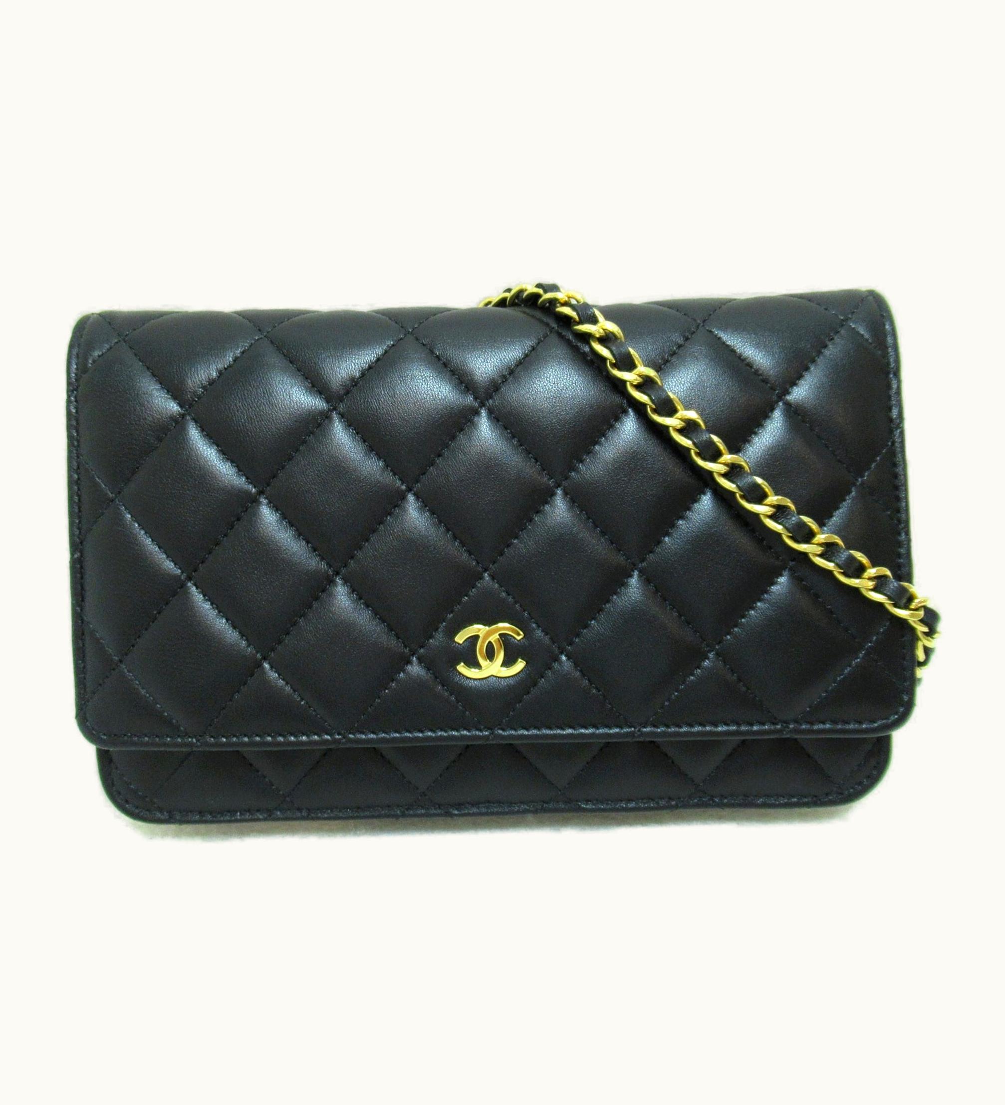 Chanel Chanel Matelasse Chain Wallet Bag Black Lambskin [Sheep Leather]