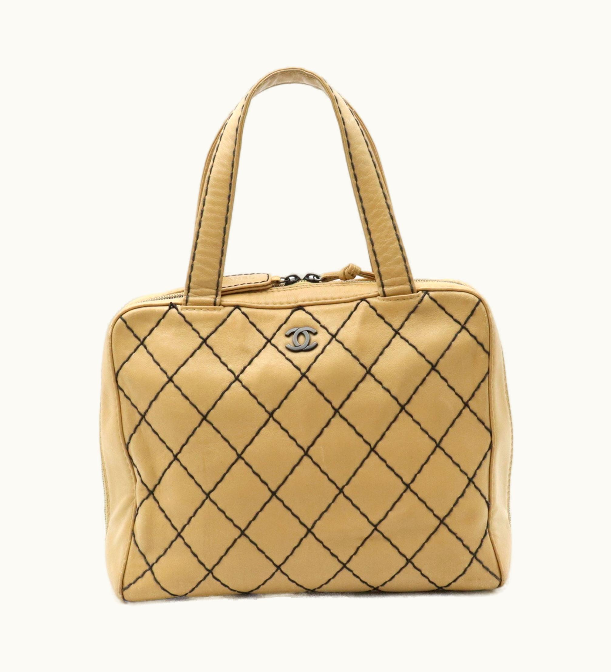 Chanel Chanel Wild Stitch Coco Mark Tote Bag Handbag Leather Beige A14693