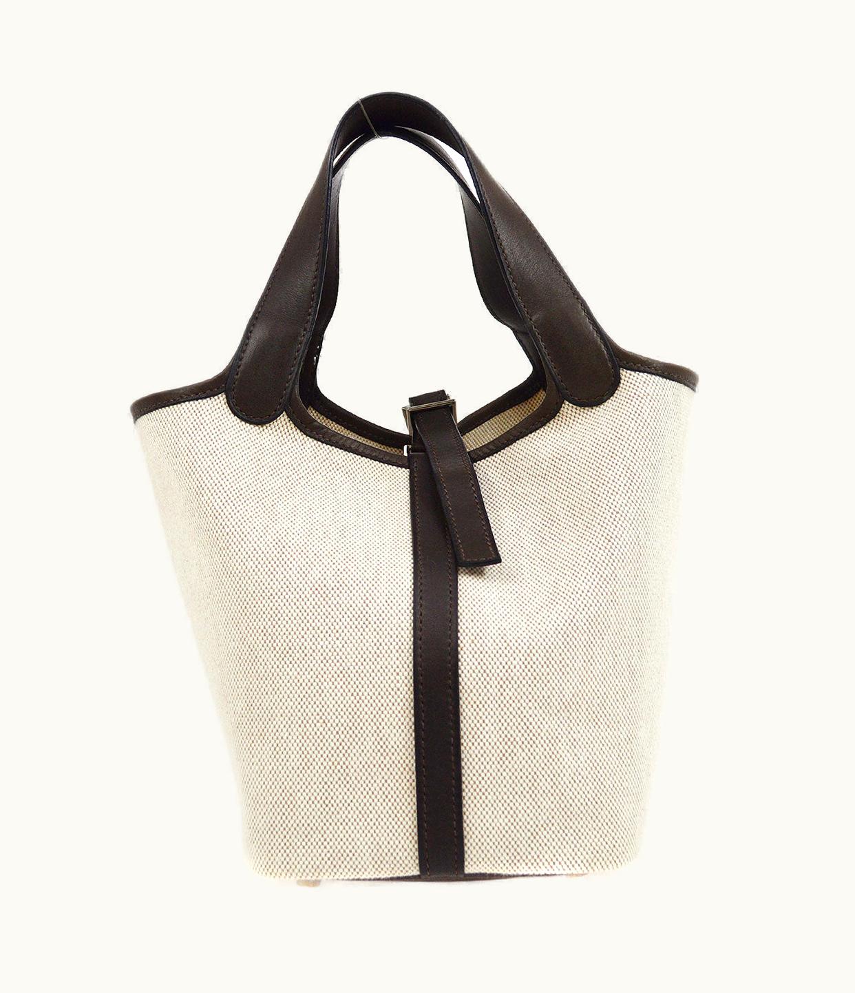 Hermès Hermès 2004 Picotin 18 Toile H Barenia Beige 75052