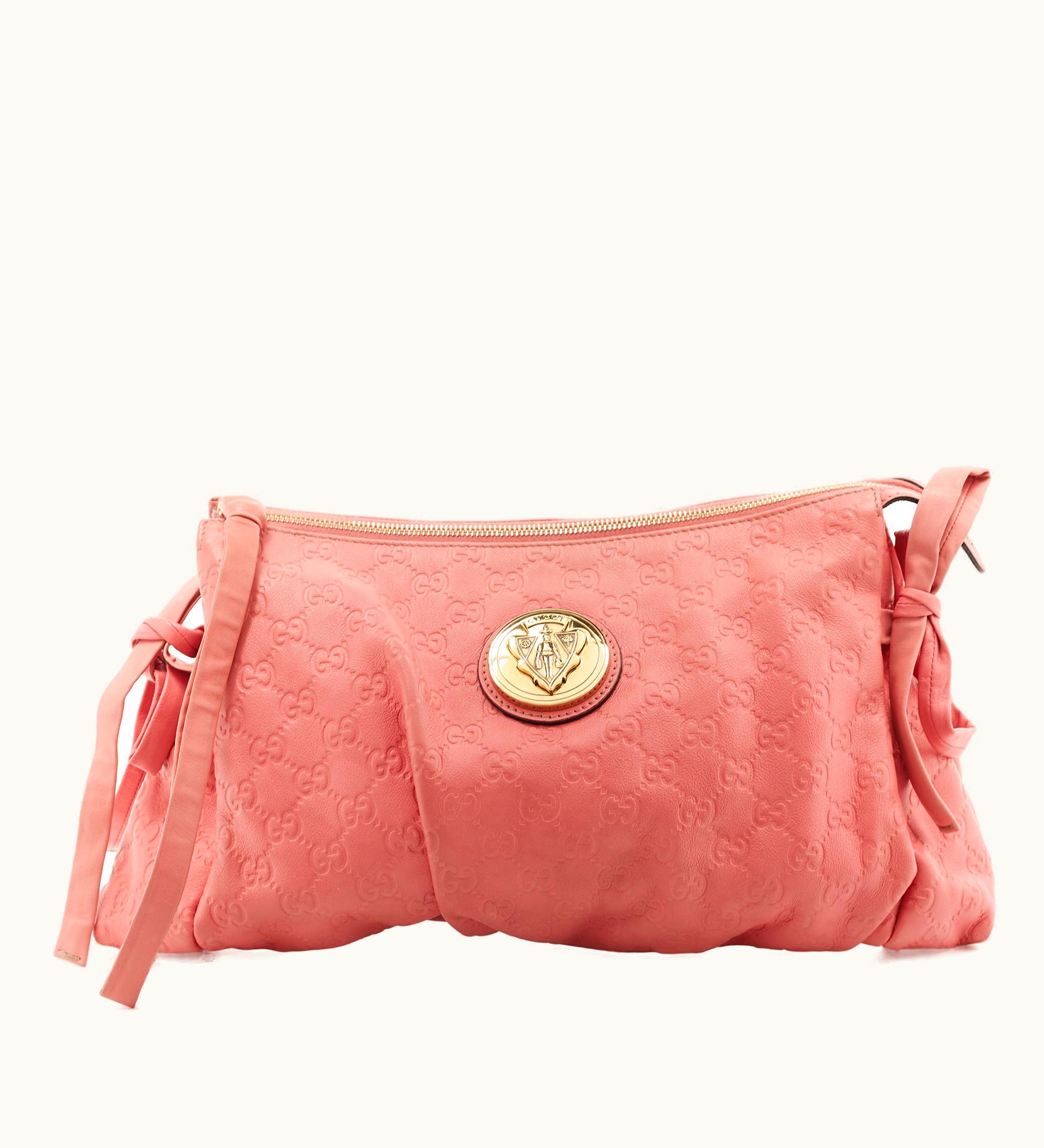 Gucci Gucci Pink Ssima Leather Large Hysteria Wristlet Clutch