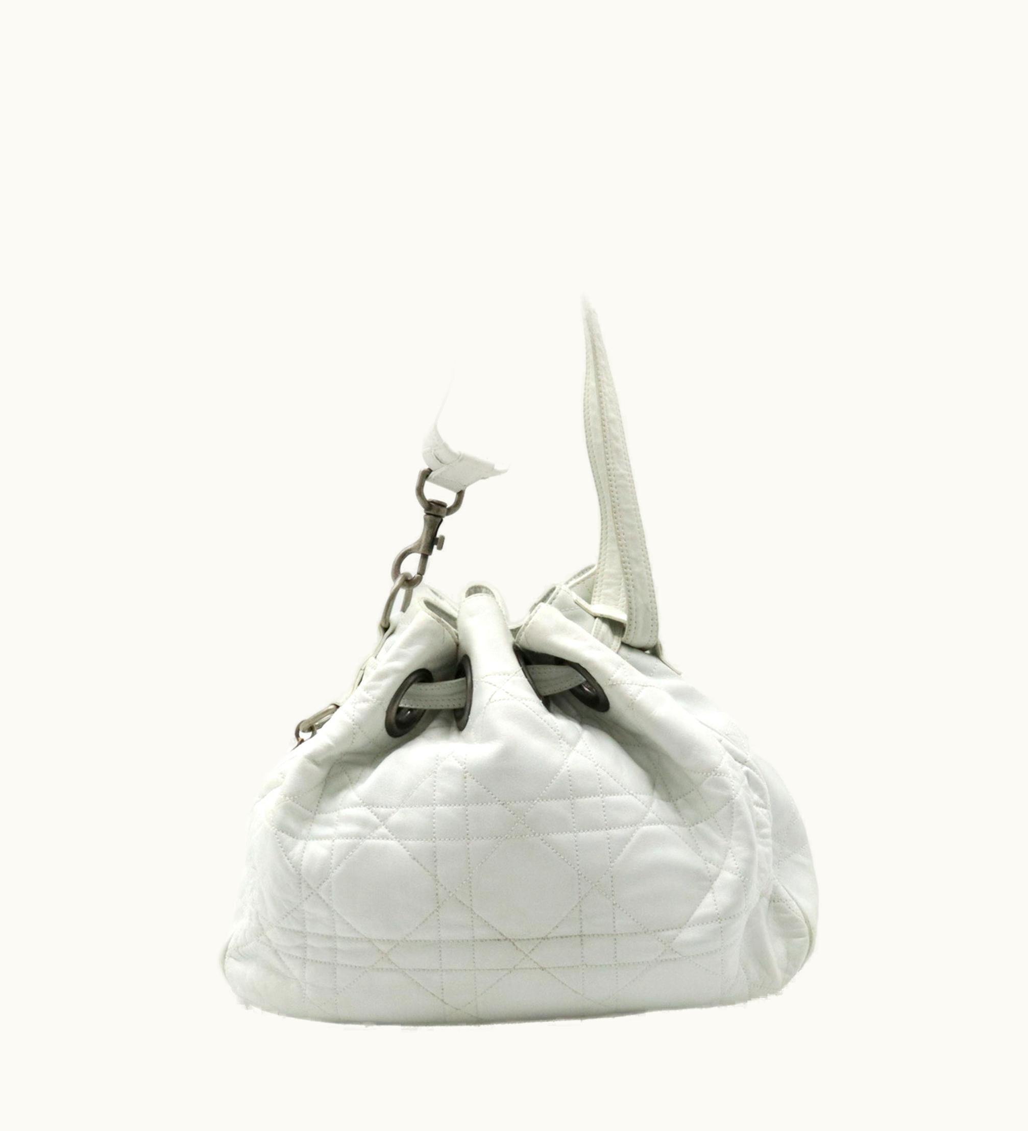 Dior Dior Christian Dior Lady Cannage Shoulder Bag Leather White