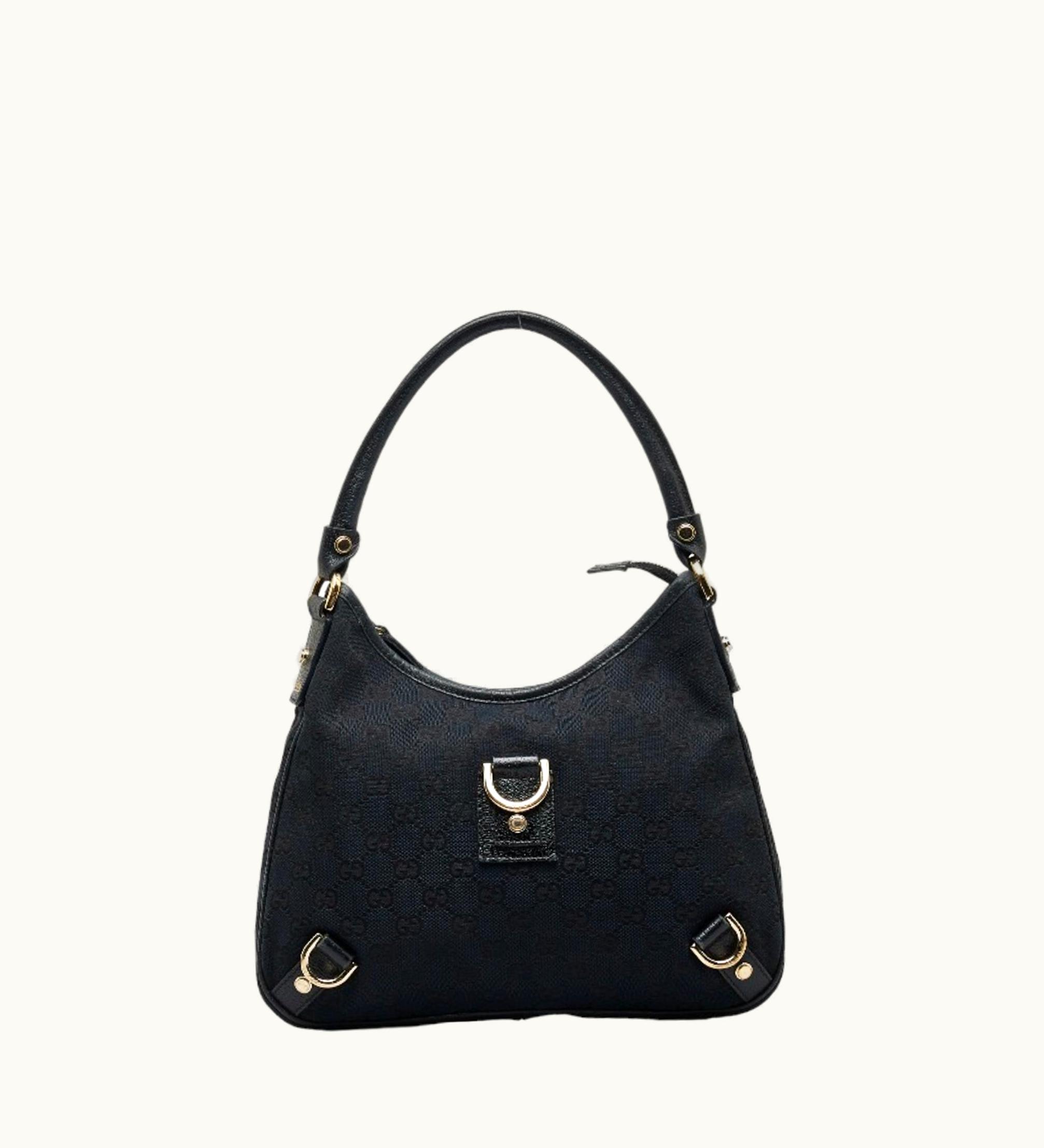 Gucci Gucci GG Canvas Abbey 130738 Black Leather Women's