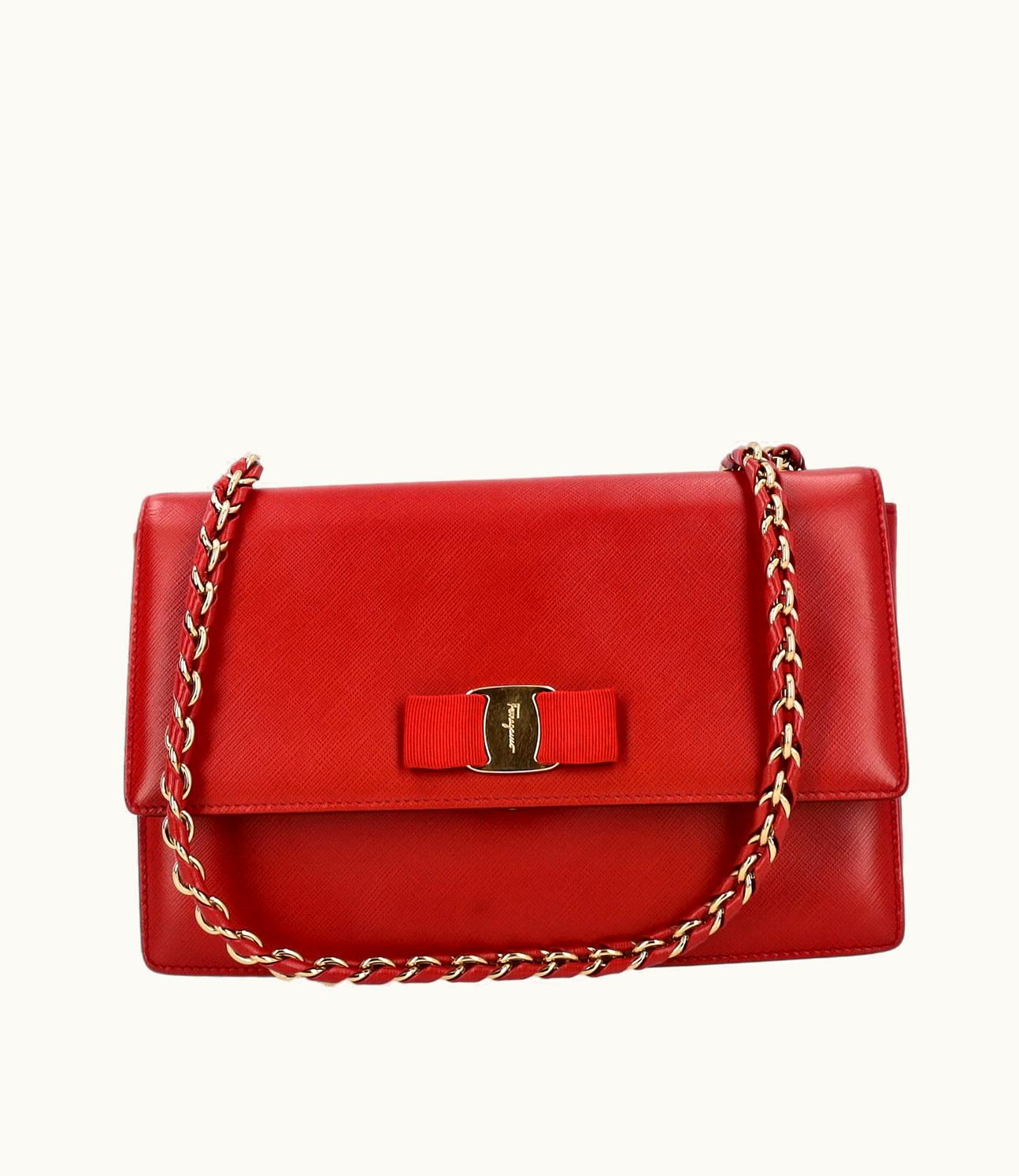 Salvatore Ferragamo Salvatore Ferragamo Ginny Leather Crossbody Bag Red