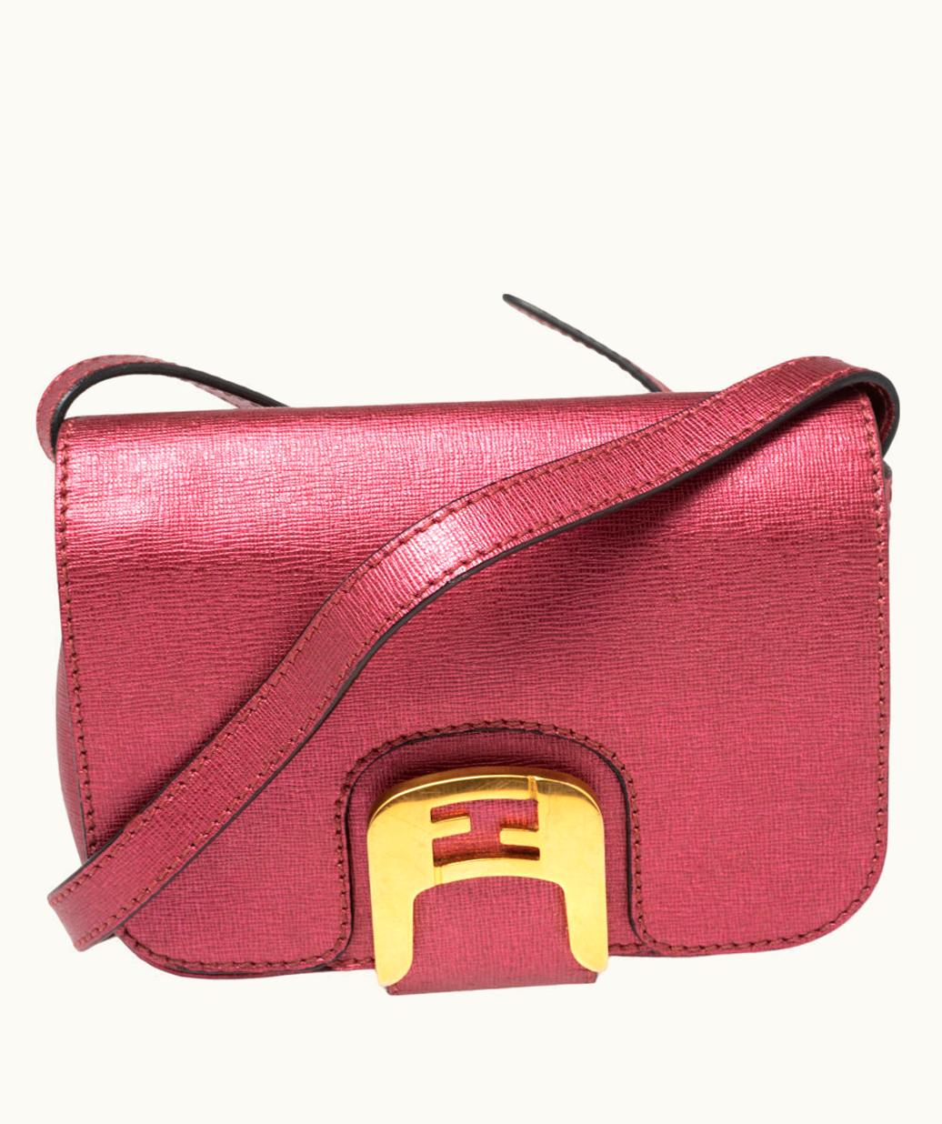 Fendi Fendi Chameleon Metallic Pink Leather Crossbody Bag