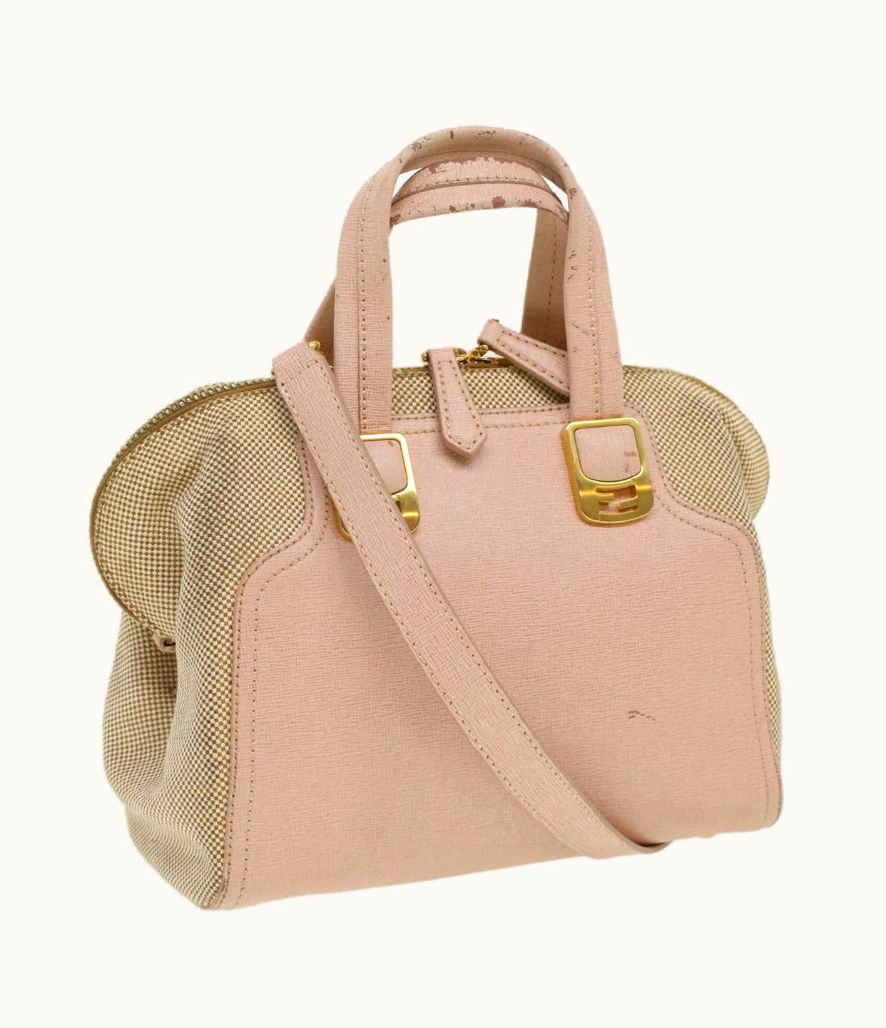 Fendi Fendi Hand Bag Leather Canvas 2Way Pink