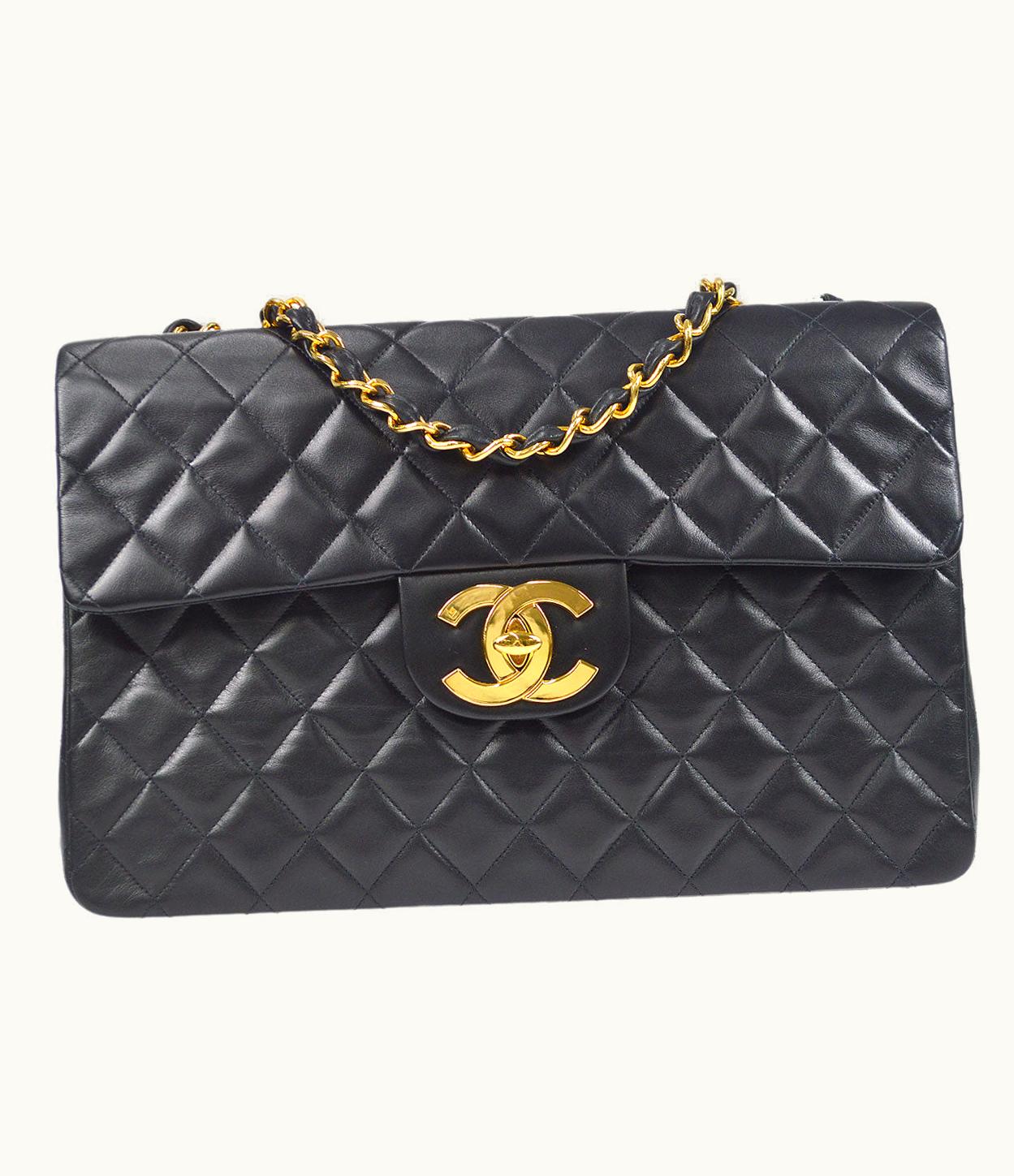 Chanel Chanel 1994-1996 Classic Flap Maxi Black Lambskin 66455