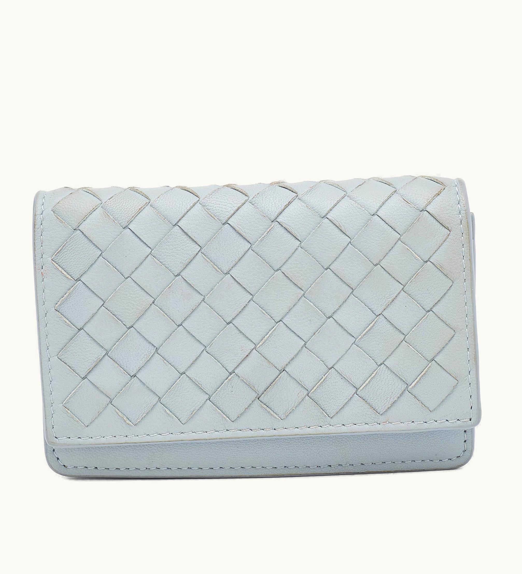 Bottega Veneta Bottega Veneta Grey Intrecciato Leather Business Card Case