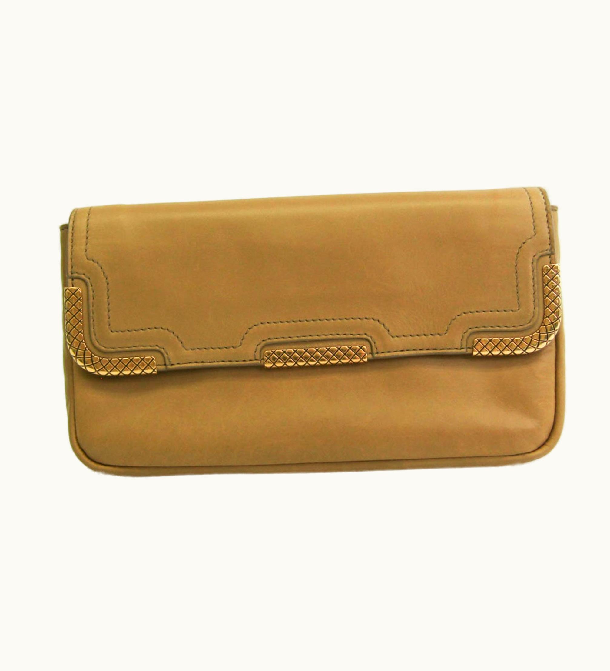 Bottega Veneta Bottega Veneta Unisex Leather Long Wallet (Bi-Fold) Camel