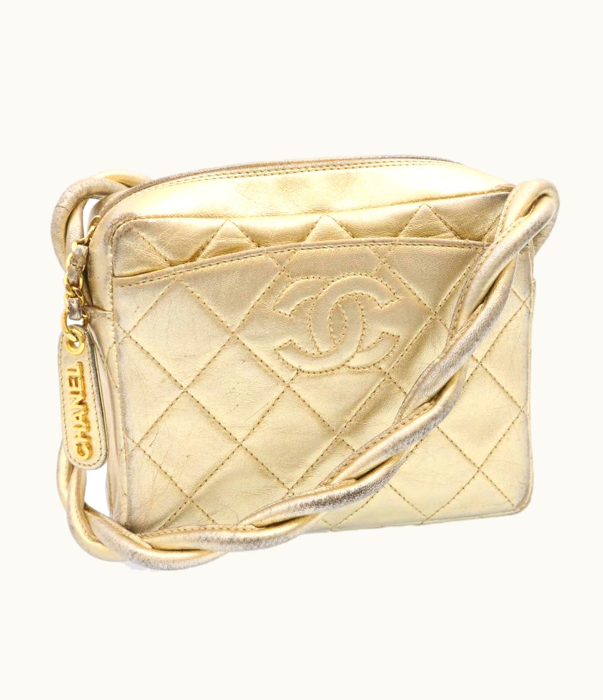 Chanel Chanel Lamb Skin Matelasse Shoulder Bag Gold CC