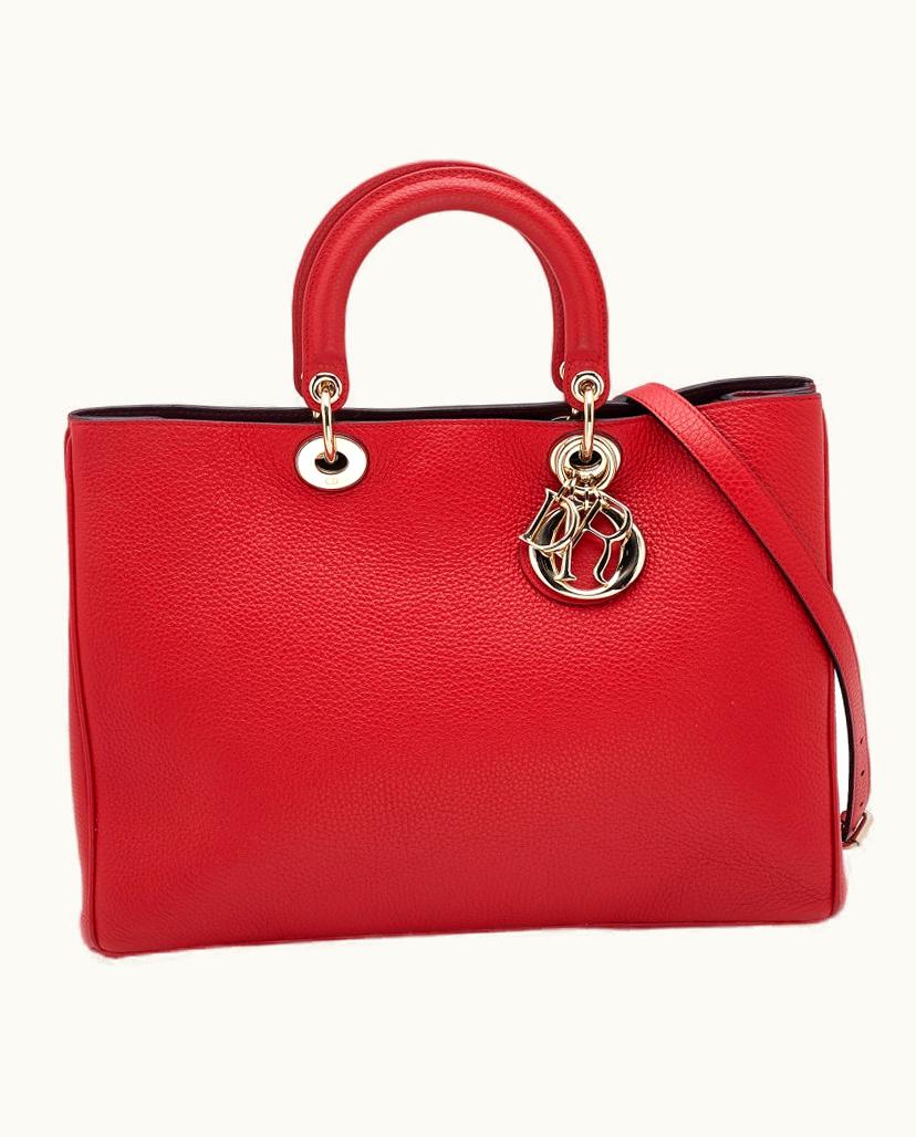 Dior Dior Red Leather Large Issimo Shopper Tote