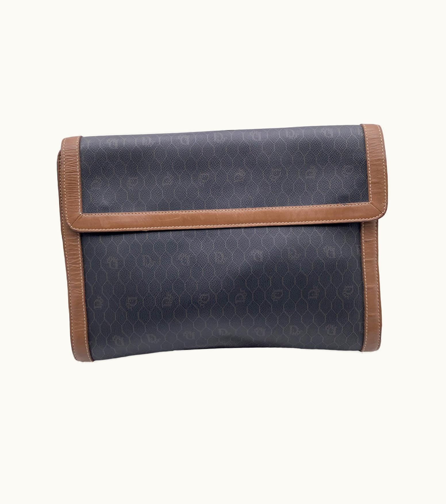 Dior Dior Christian Dior Vintage Grey Logo Canvas Large Clutch Portfolio