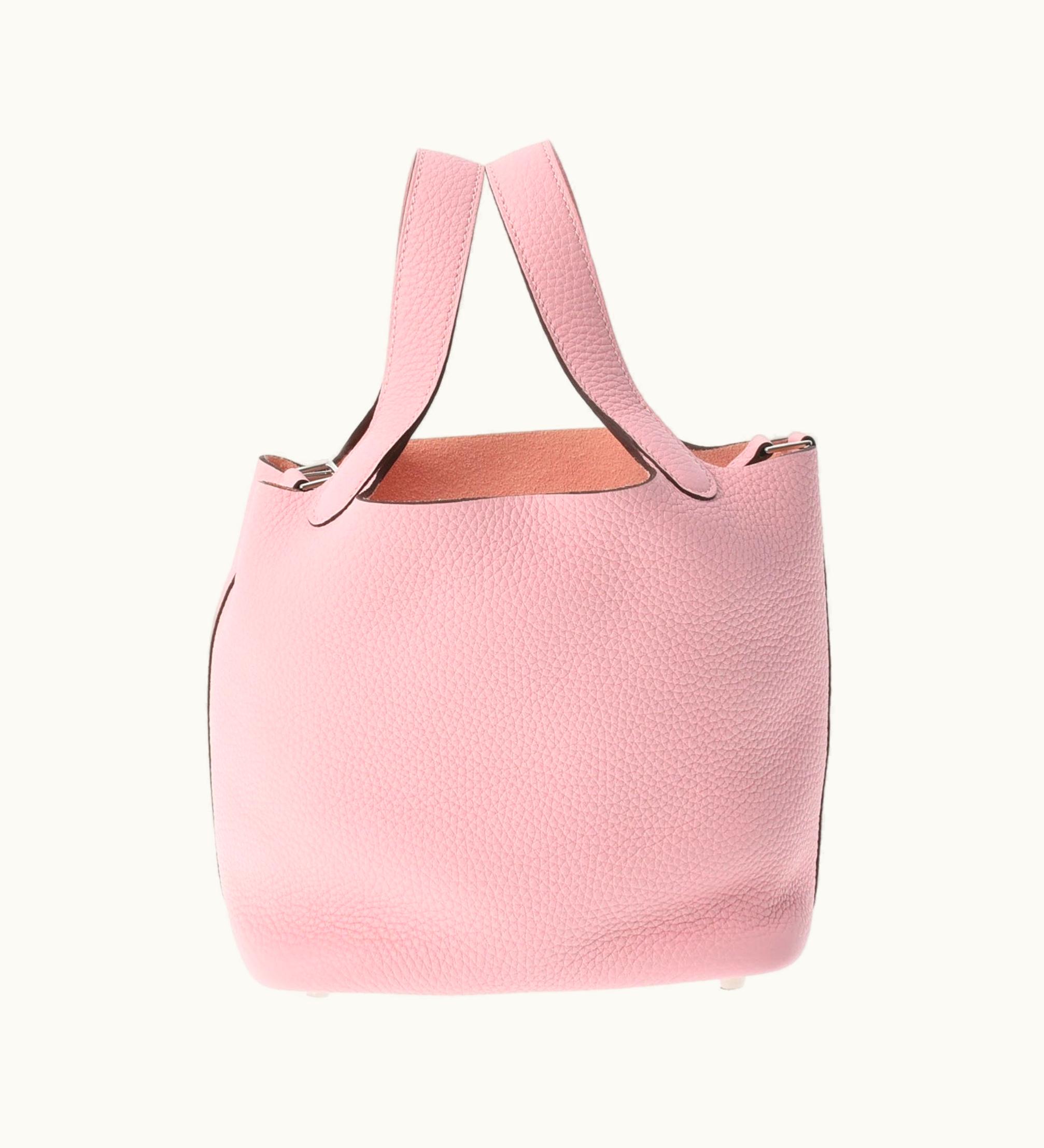 Hermès Hermès Picotin Lock PM Rose Sakura Palladium Hardware Y Engraved (Around 2020) Women's Taurillon Clemence Handbag