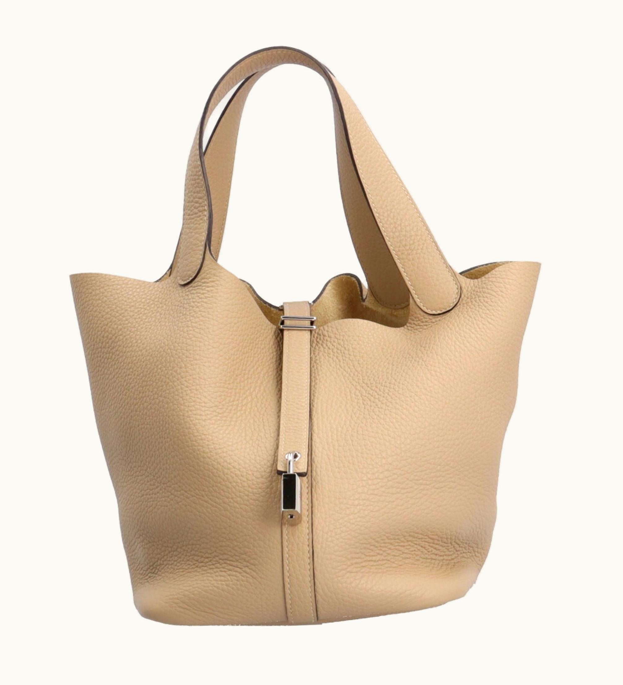 Hermès Hermès Picotin Lock MM Handbag Taurillon Clemence Beige Ladies