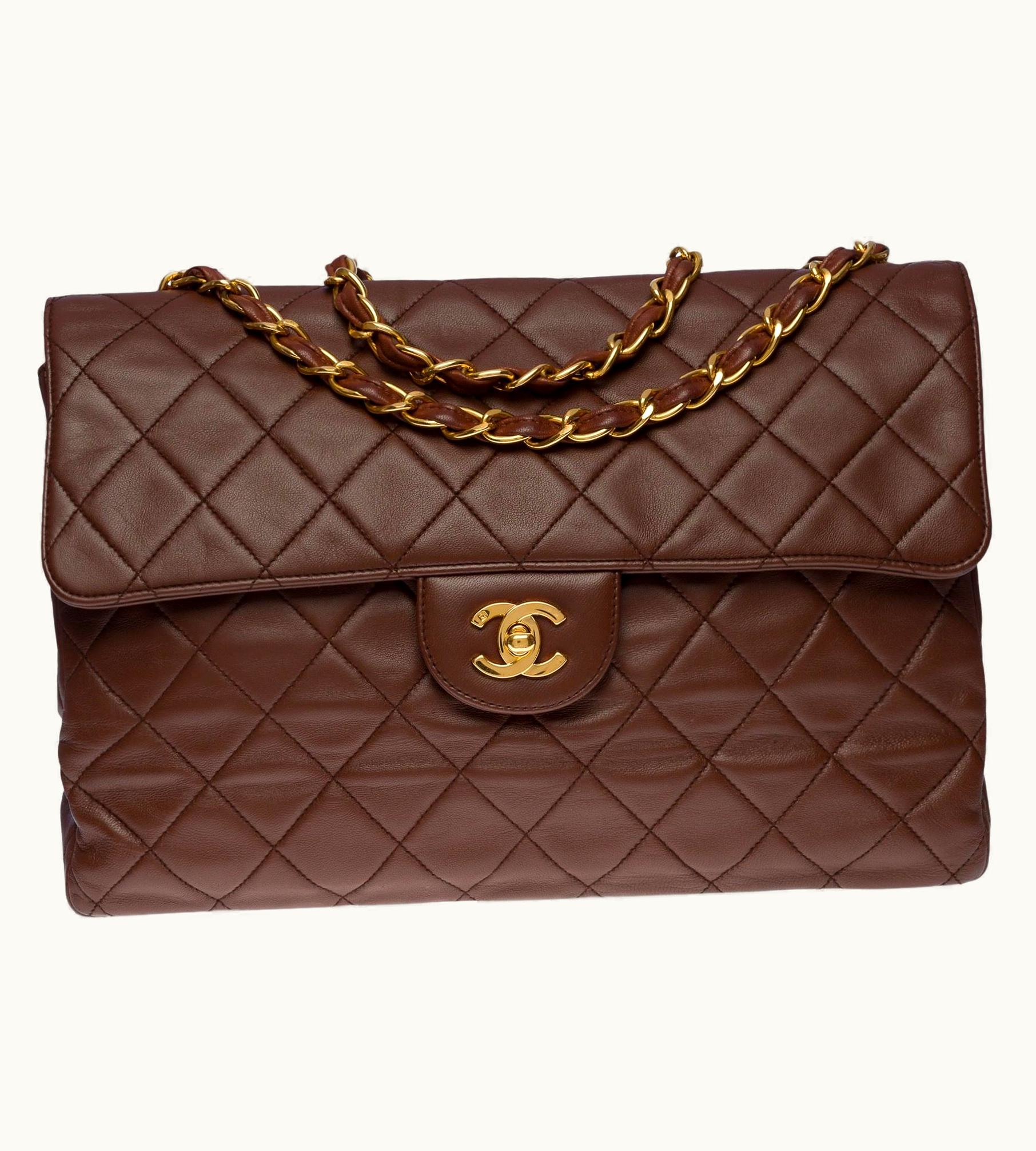 Chanel Chanel Majestic Timeless/Classic Jumbo Flap Bag In Brown Quilted Leather