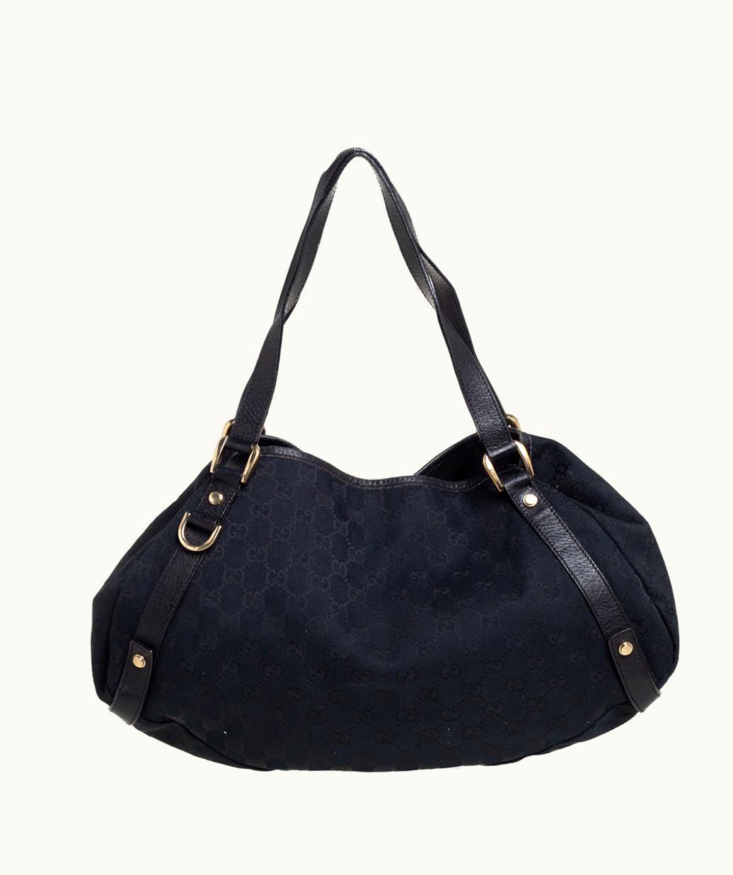 Gucci Gucci Black GG Canvas And Leather Abbey Hobo