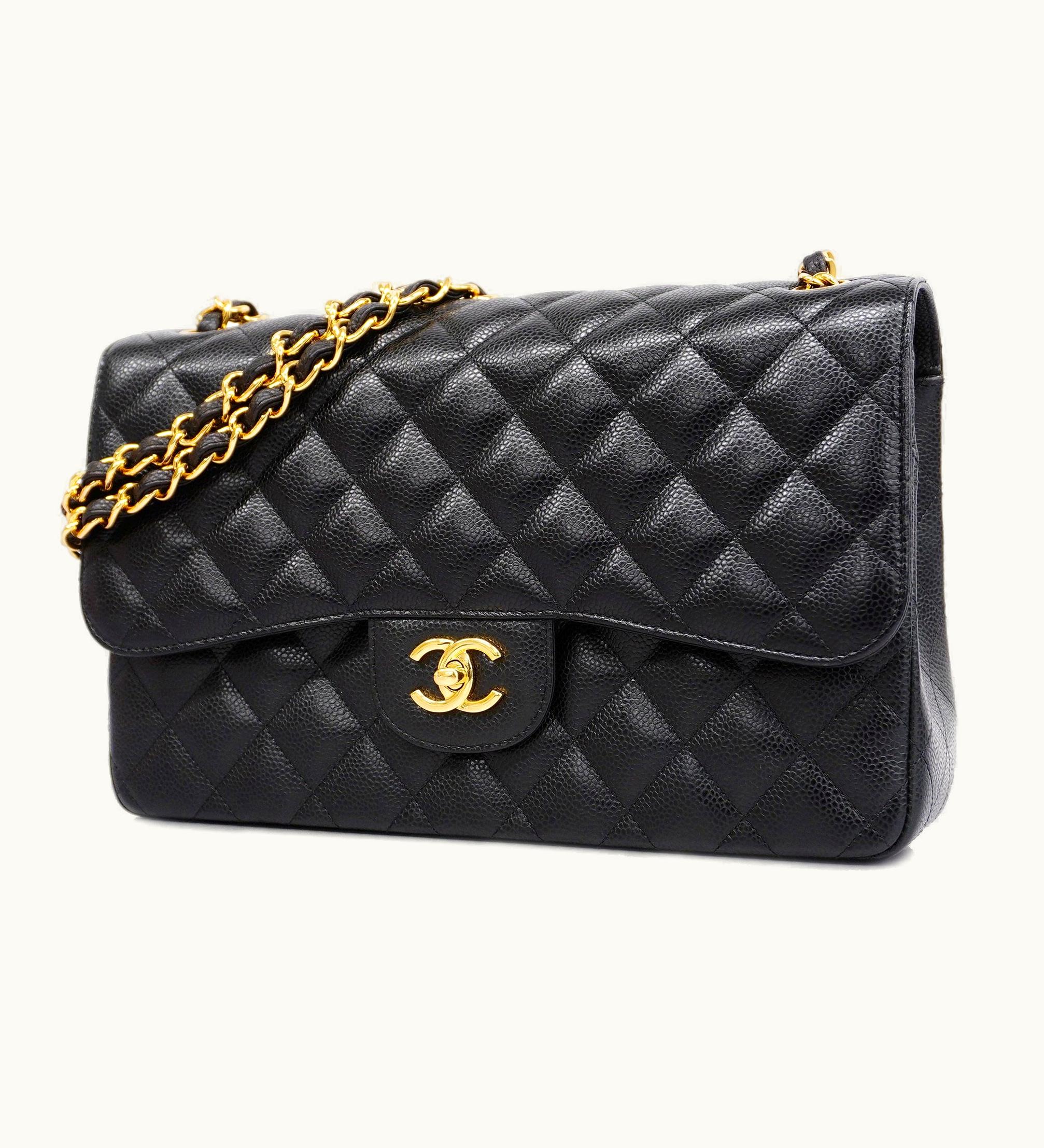 Chanel Chanel Big Matelasse W Flap W Chain Women's Leather Shoulder Bag Black