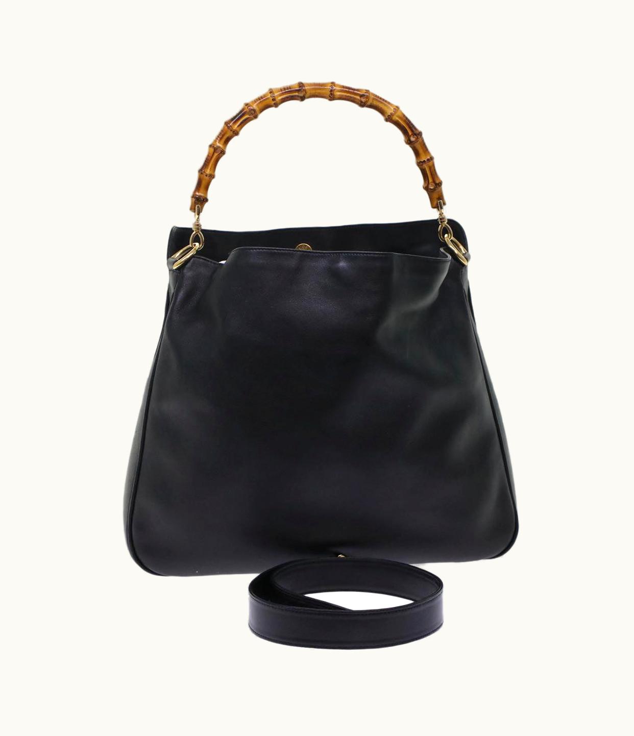 Gucci Gucci Bamboo Shoulder Bag Leather 2Way Black 001.2058.1577.0