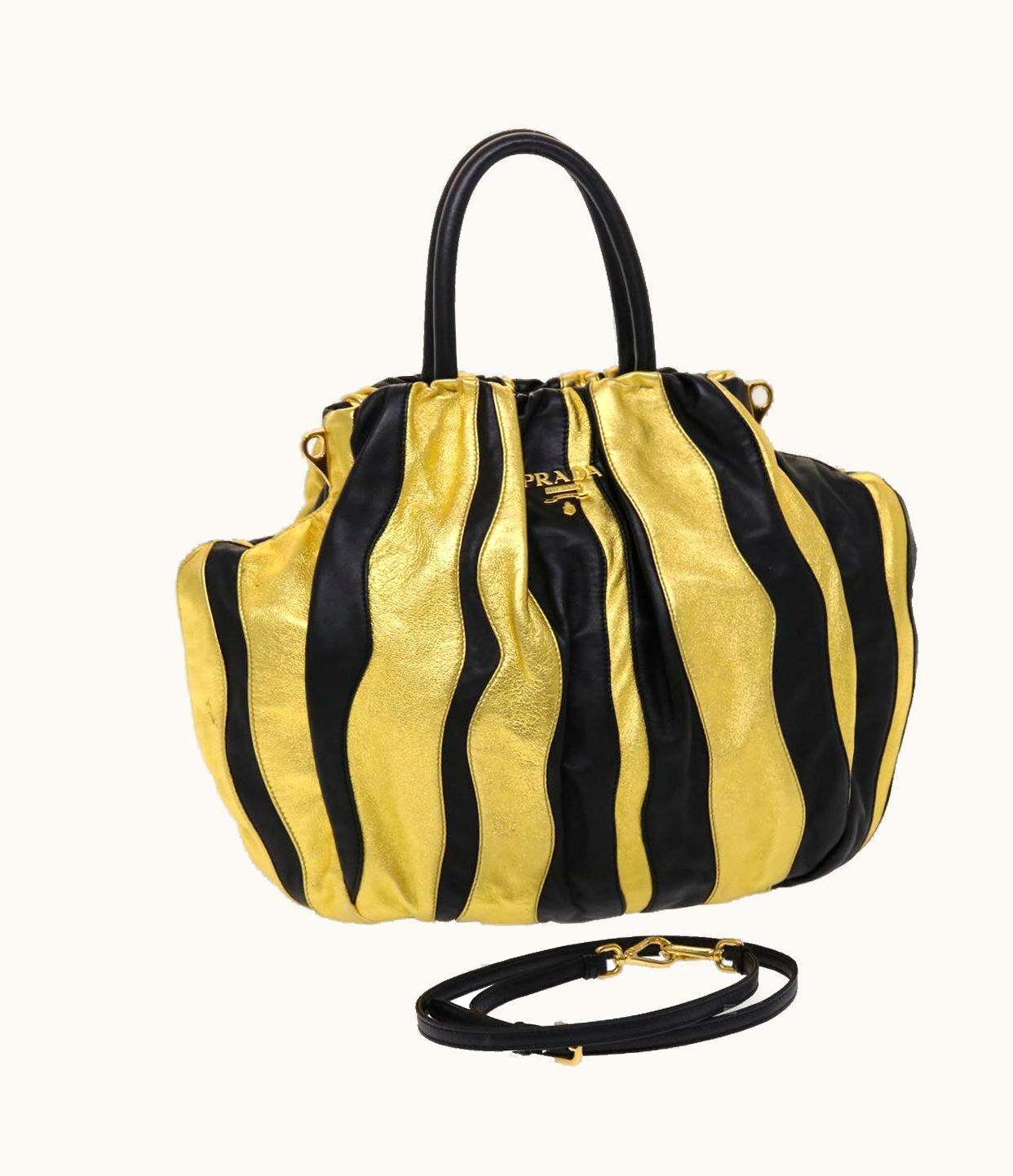 Prada Prada Hand Bag Nylon 2Way Gold Tone