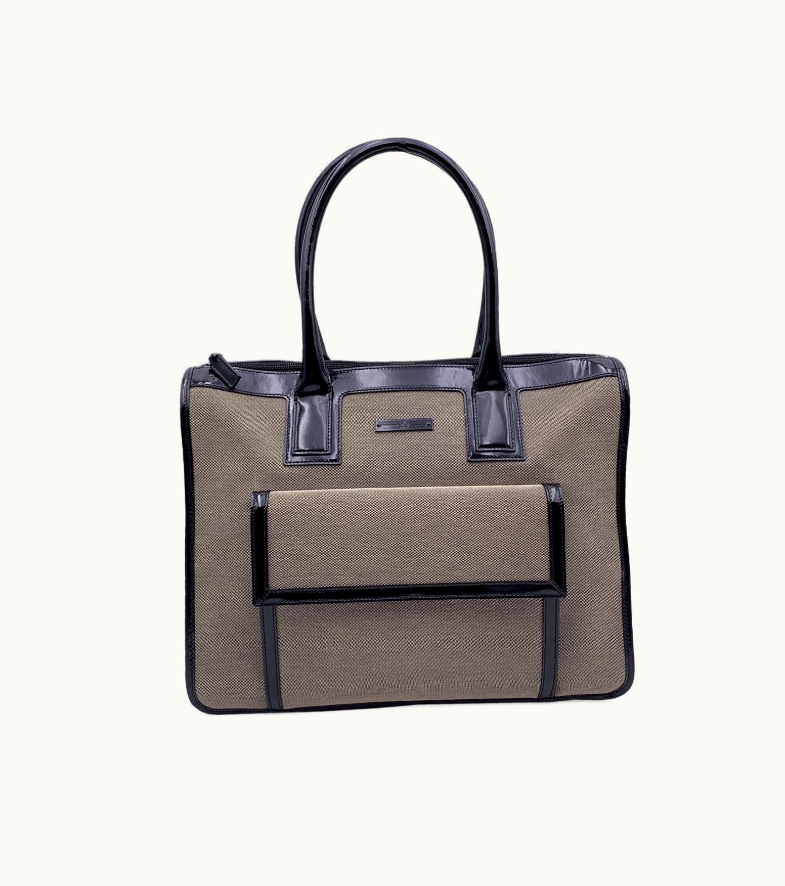 Gucci Gucci Bicolor Canvas And Patent Leather Satchel Handbag