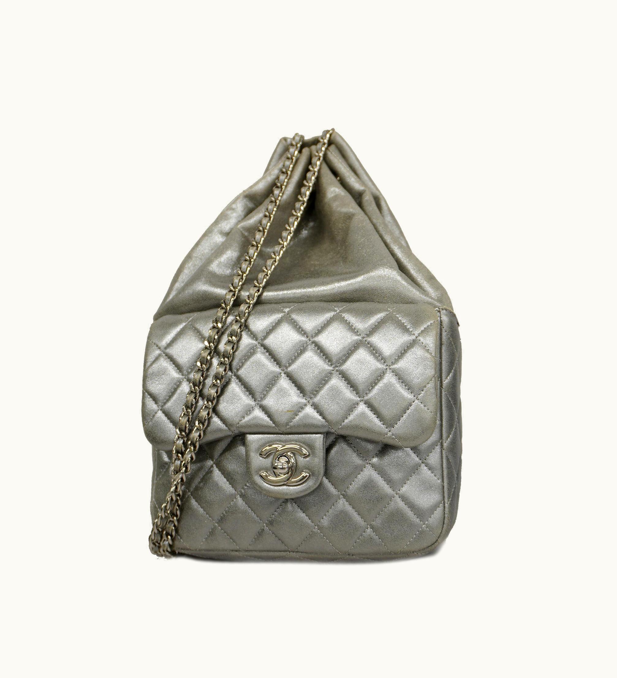 Chanel Chanel Matelasse Chain Shoulder Bag Leather Metallic Silver