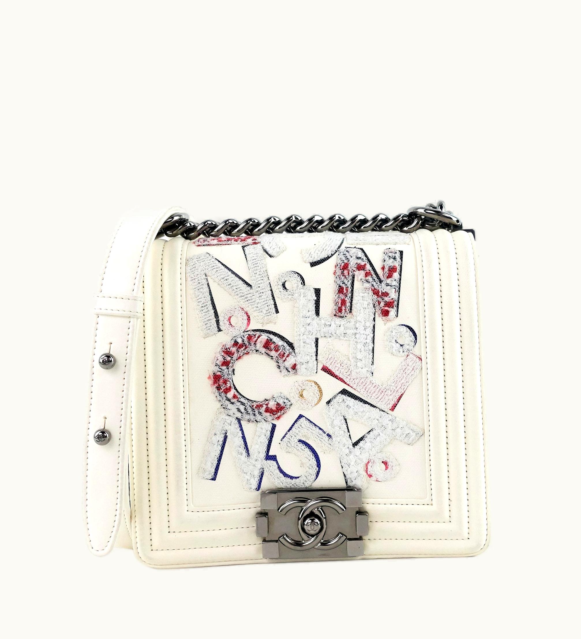 Chanel Chanel No 5 Graffiti Lambskin Leather Boy Bag