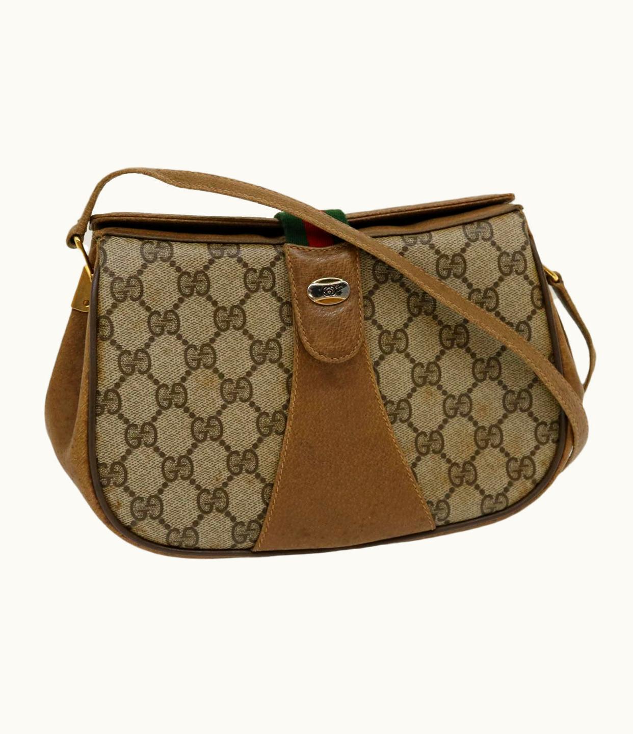 Gucci Gucci Web Sherry Line GG Canvas Shoulder Bag Beige Red Green 116
