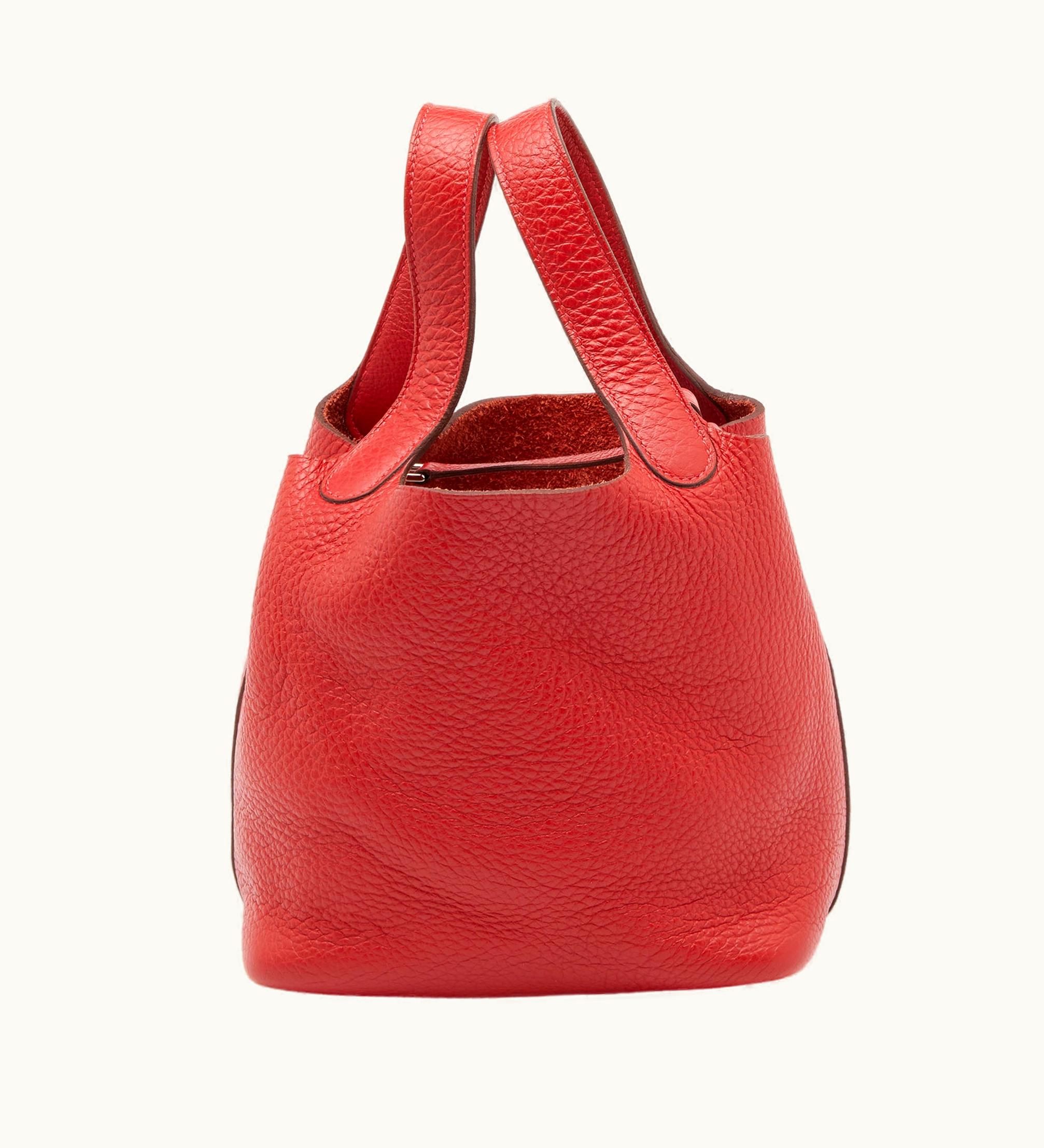 Hermès Hermès Rouge Tomate Taurillon Clemence Leather Picotin Lock 18 Bag