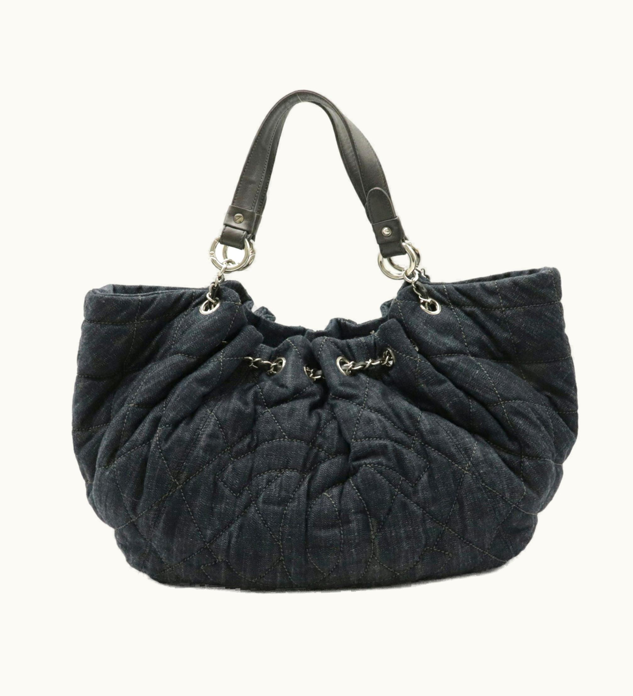 Chanel Chanel Cocokabas GM Cocomark Tote Bag Shoulder Chain Leather Navy 6887