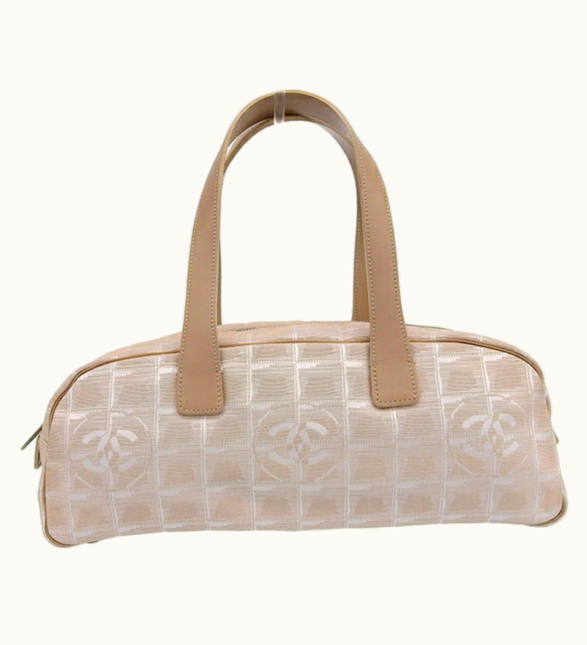 Chanel Chanel Nylon New Travel Line Handbag Mini Boston Bag Beige Ladies