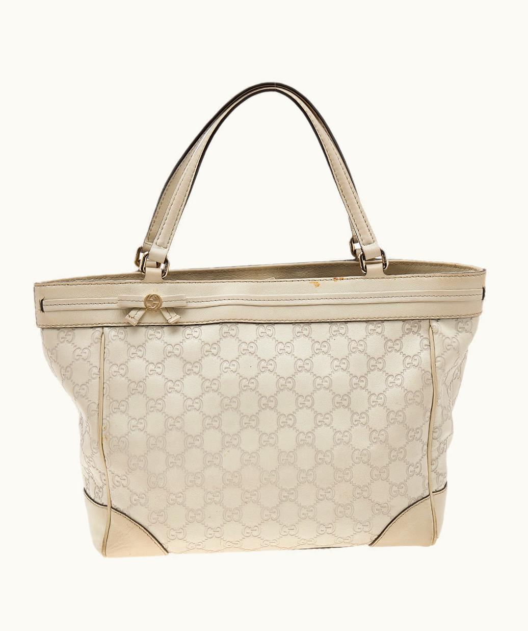 Gucci Gucci Light Beige Guccissima Leather Medium Mayfair Bow Tote