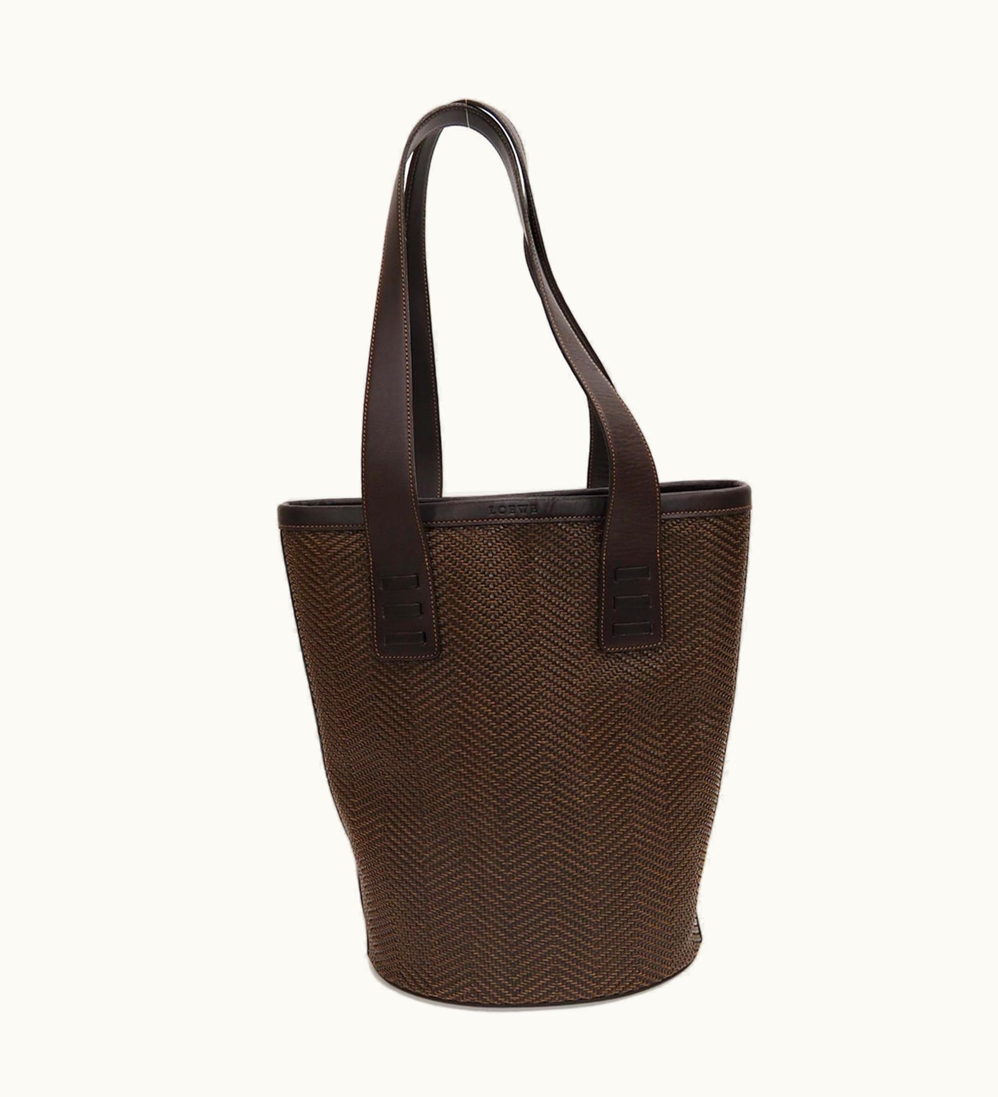 Loewe Loewe Tote Bag Braided Basket Bucket Brown Leather Ladies