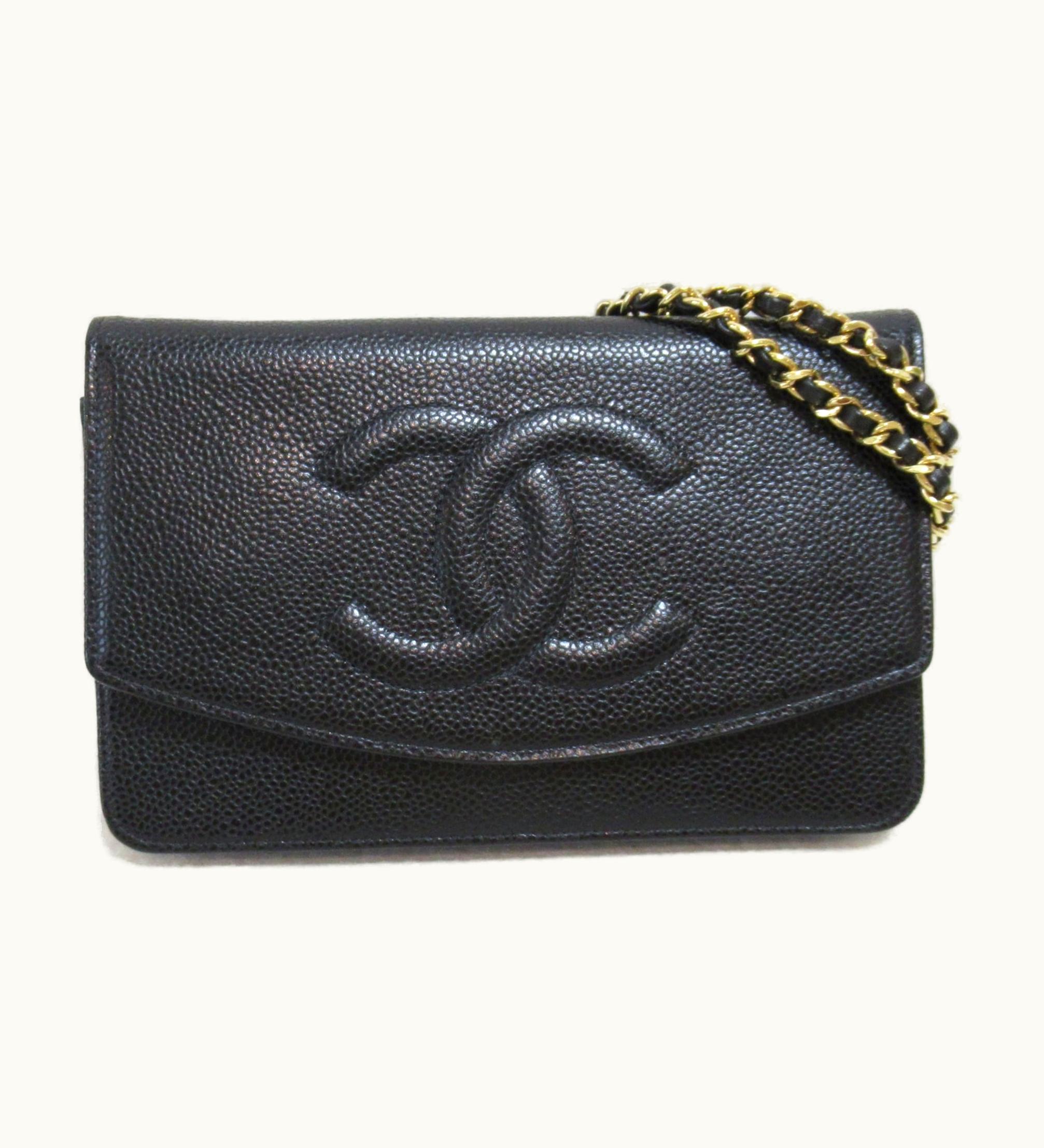 Chanel Chanel Chain Wallet Black Caviar Skin [Grained Calf] Luxury Shoulder Bag Black