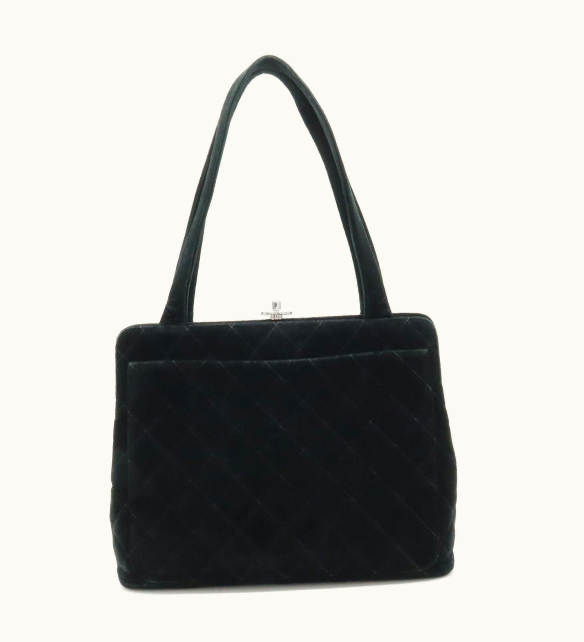 Chanel Chanel Velor Matelasse Shoulder Bag Tote Black