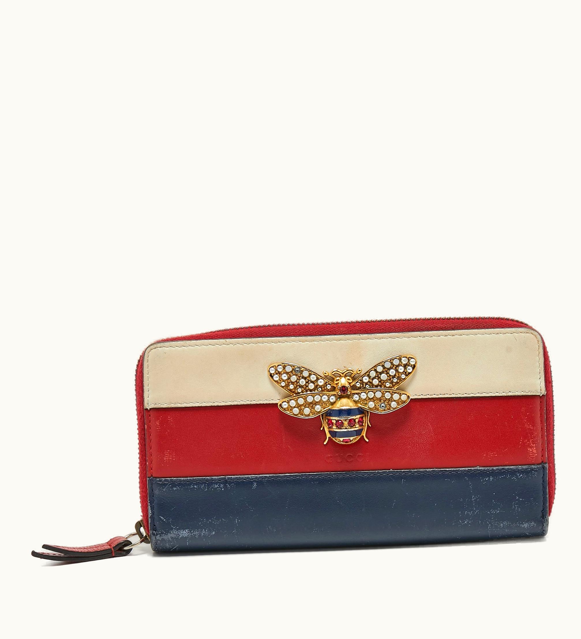 Gucci Gucci Tricolor Leather Queen Margaret Zip Around Wallet