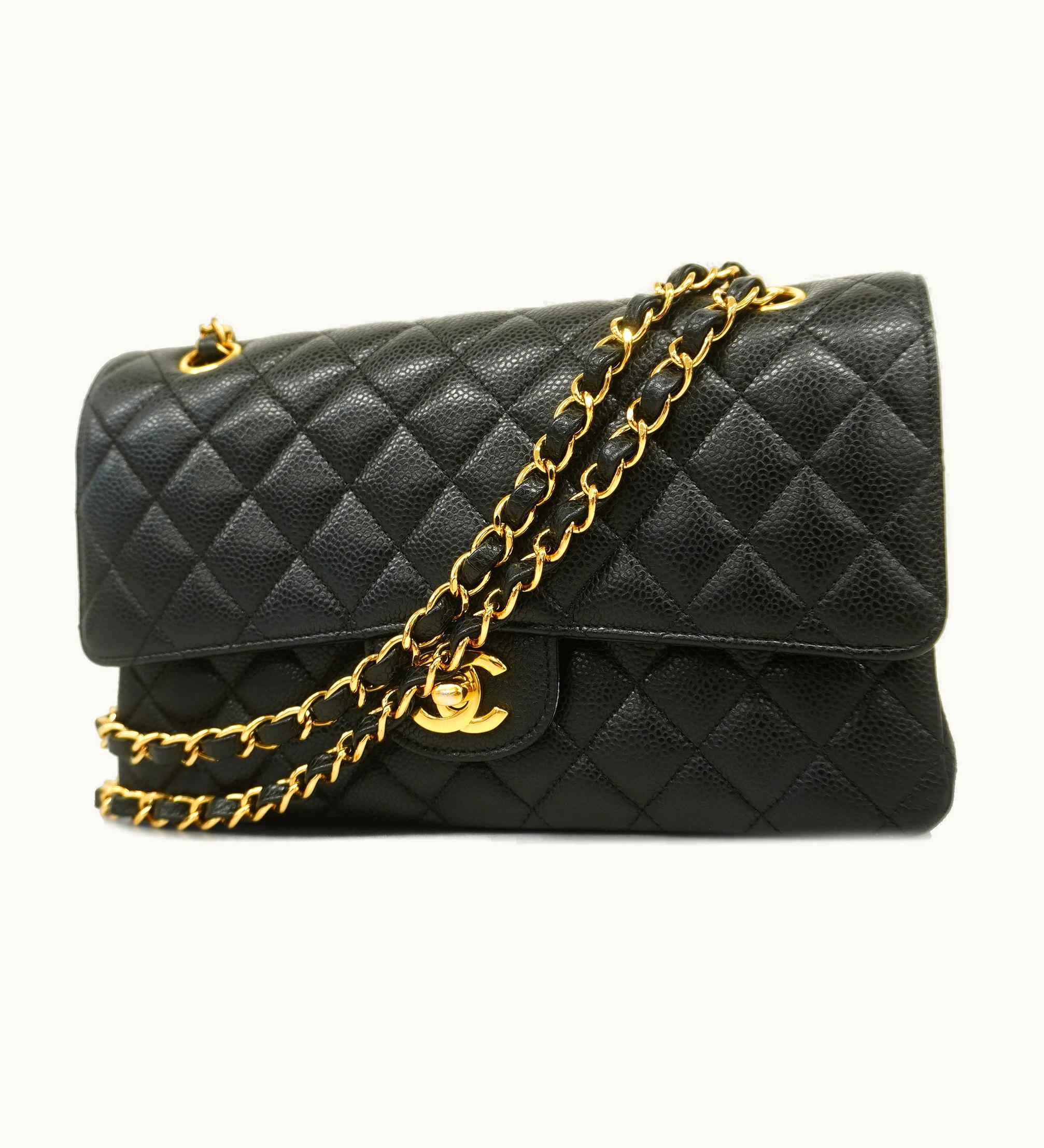 Chanel Chanel Big Matelasse W Flap W Chain Women's Caviar Leather Shoulder Bag