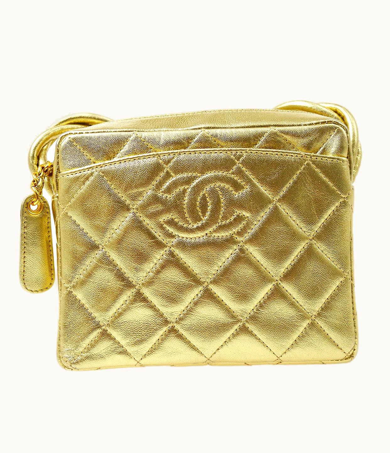 Chanel Chanel 1996-1997 Camera Bag Mini Gold Lambskin Ao28947