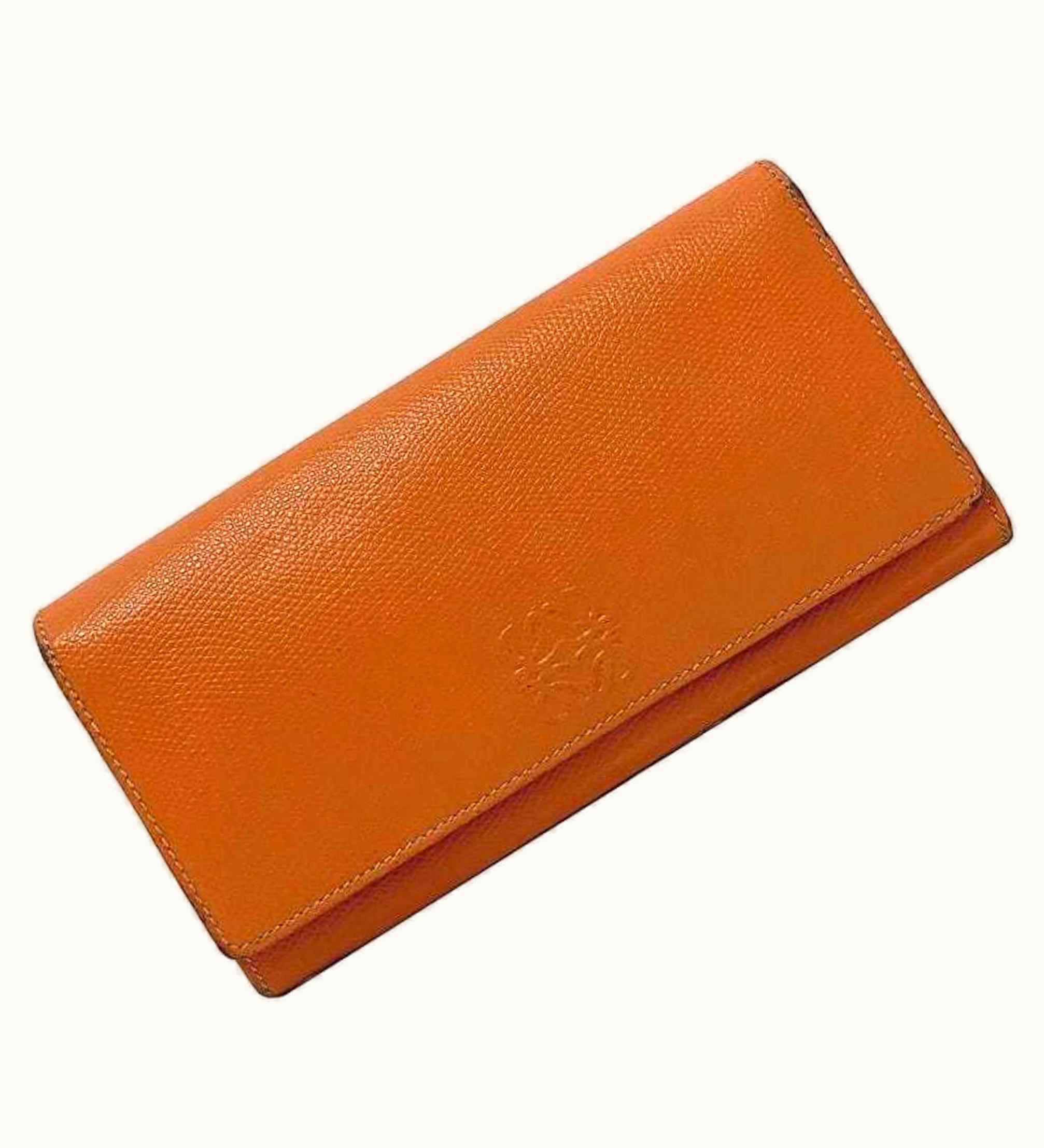 Loewe Loewe Folio Long Wallet Orange Anagram Grain Leather