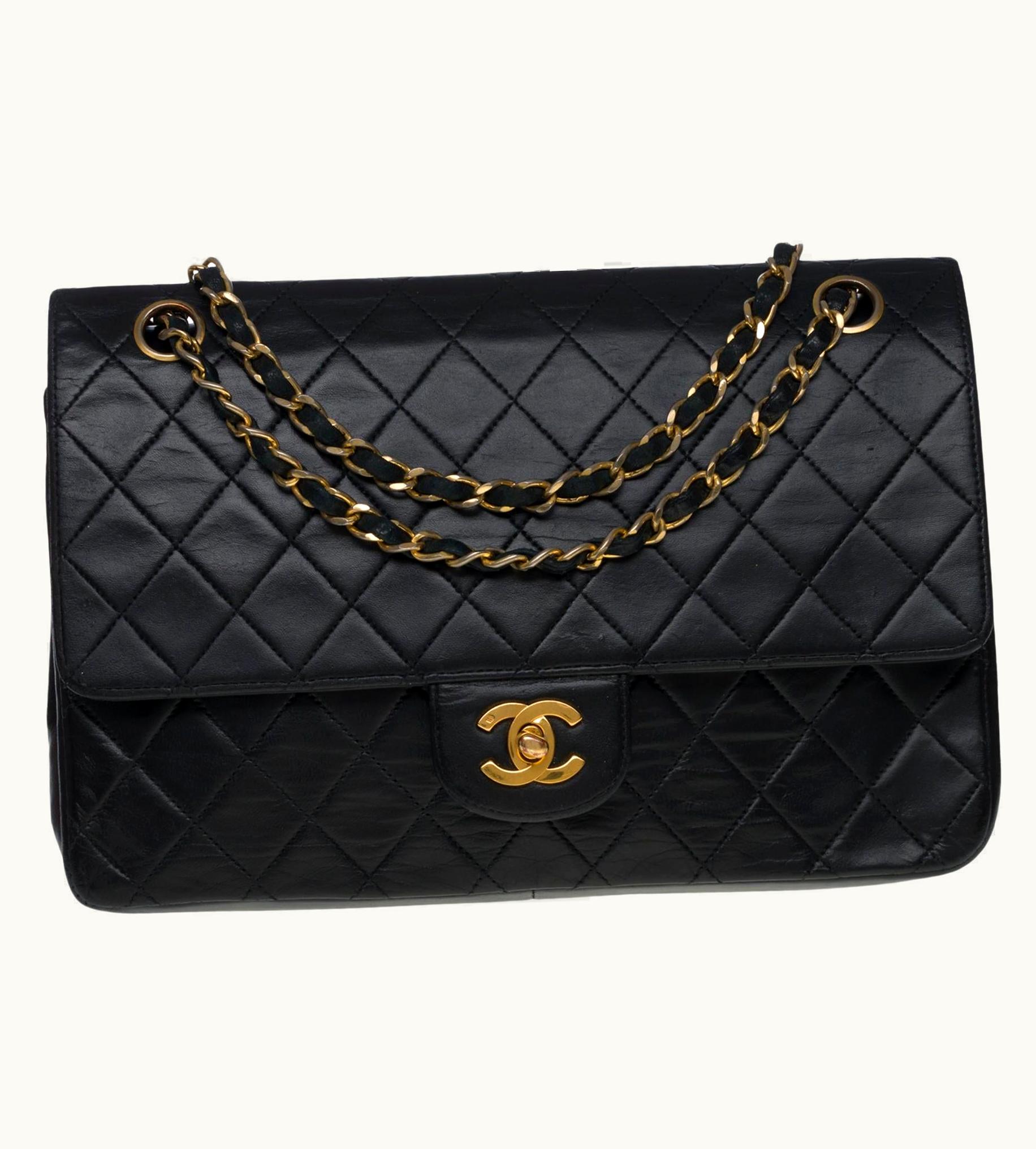 Chanel Chanel Timeless Classic Double Flap Shoulder Bag in Black Quilted Lambskin