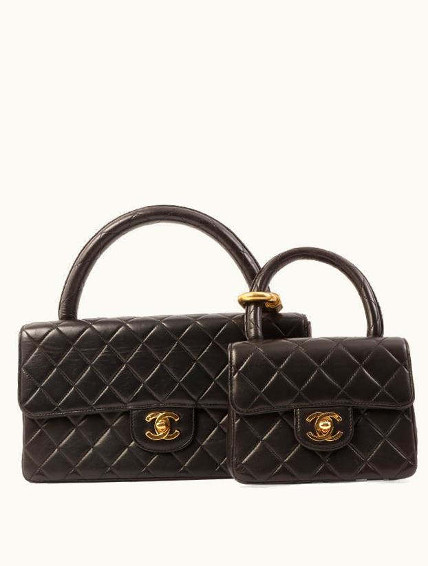 Chanel Chanel Around 1995 Made Classic Flap Handbag With Micro Bag Black