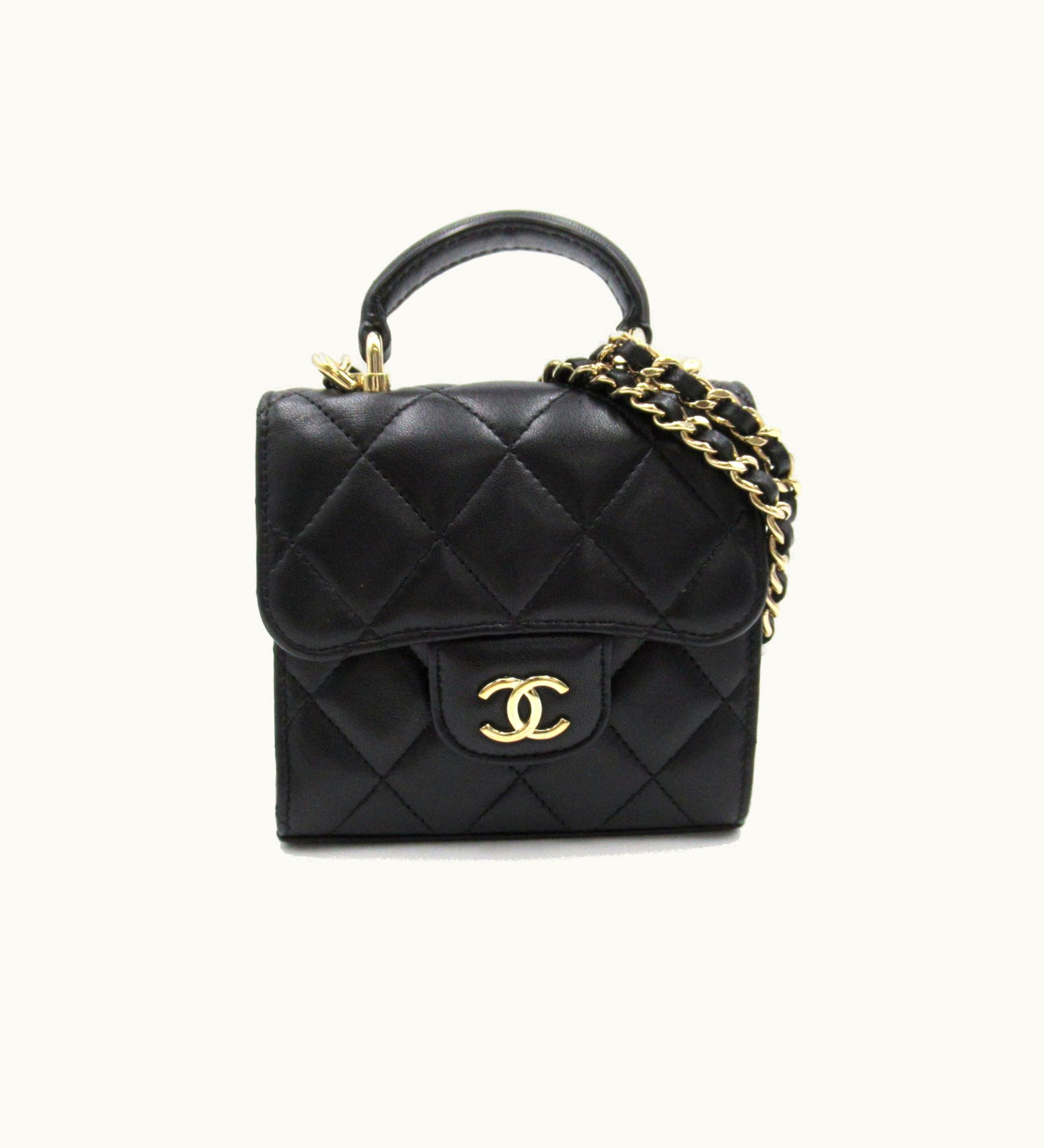 Chanel Chanel Top Handle Matelasse Chainshoulder Black Lambskin [Sheep Leather]