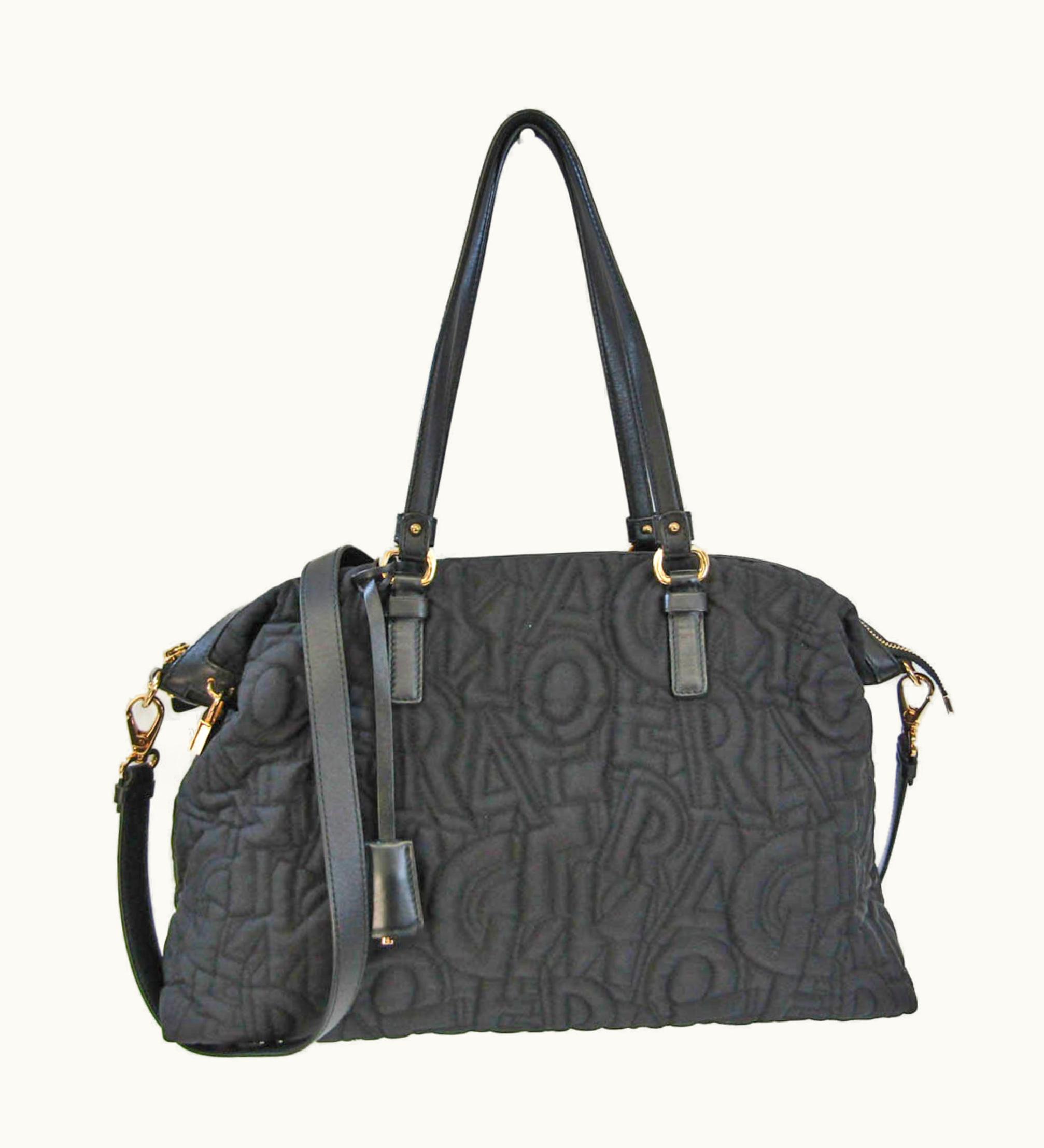 Salvatore Ferragamo Salvatore Ferragamo Fz 21 G001 Women's Nylon, Leather Handbag, Shoulder Bag Black