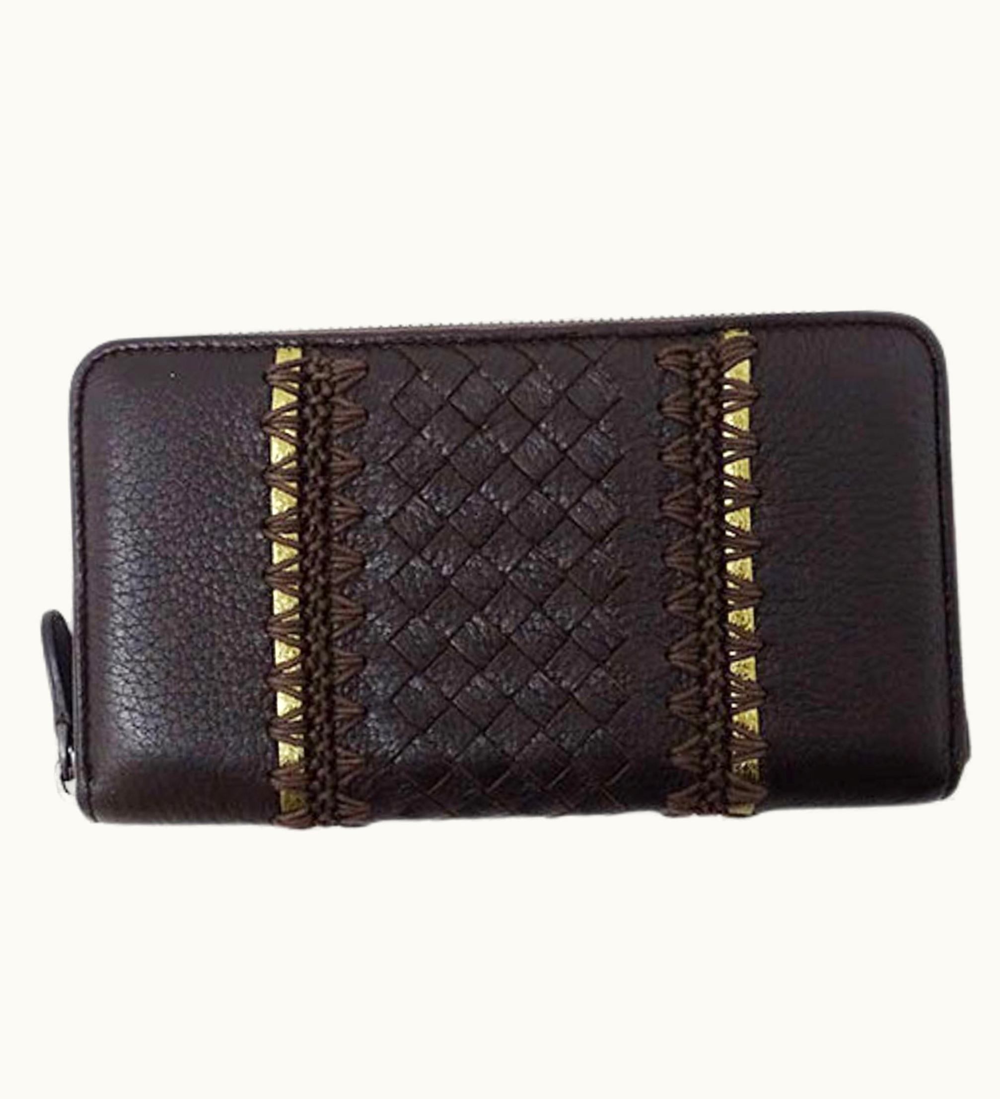 Bottega Veneta Bottega Veneta Wallet Men's Women's Long Intrecciato Leather Dark Brown 275064 Round
