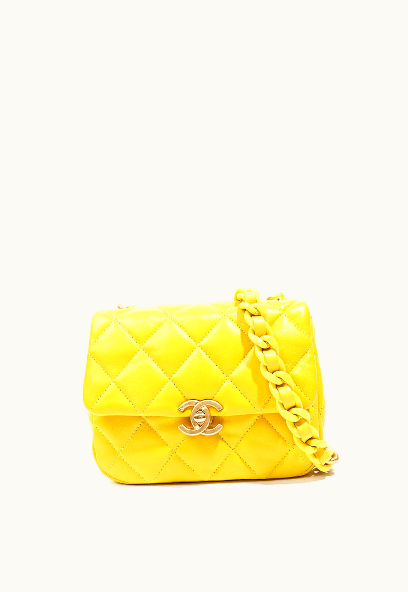 Chanel Chanel Candy Chain CC Yellow Mini Square Flap Bag