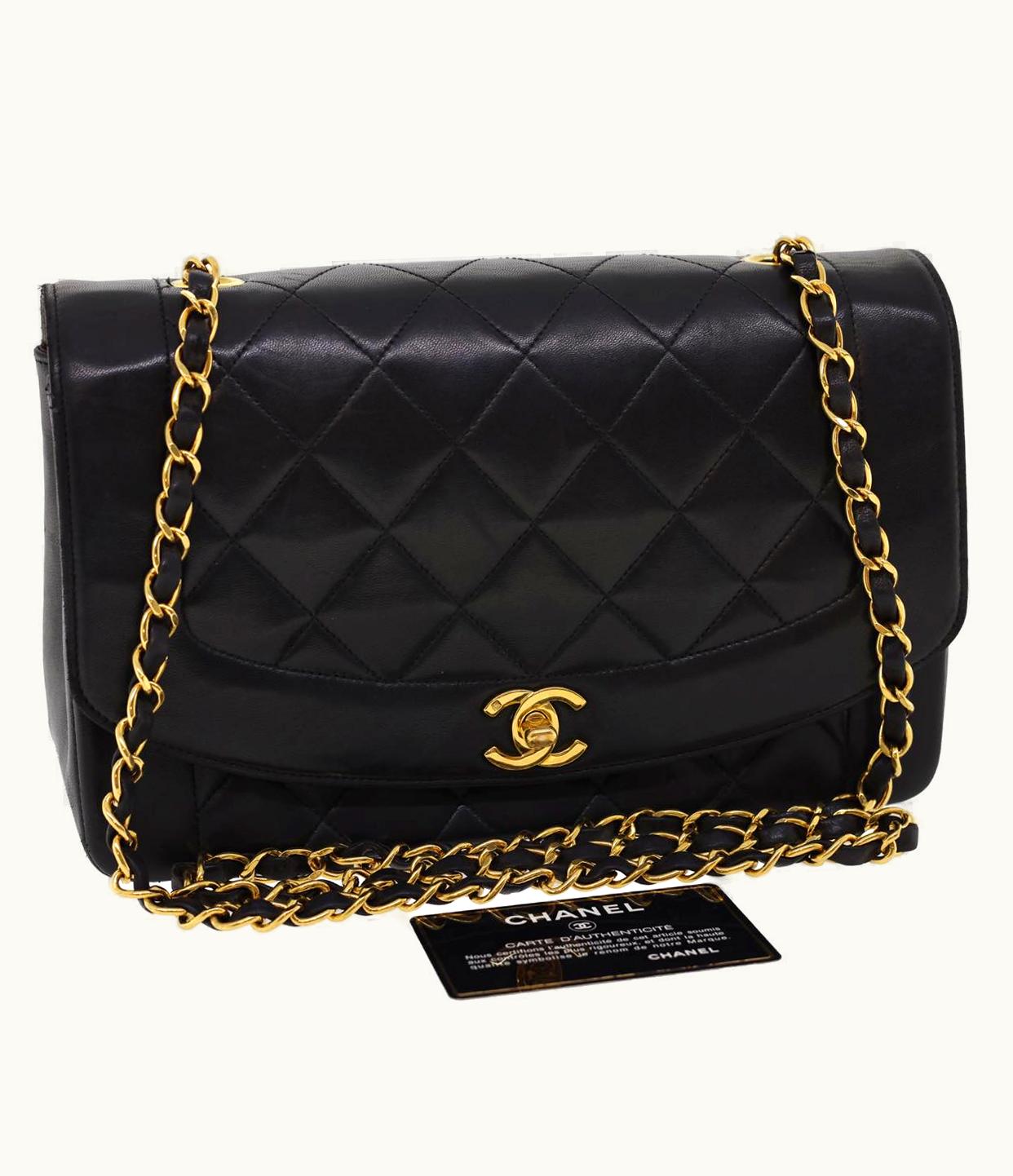 Chanel Chanel Diana Matelasse Shoulder Bag Lamb Skin Black