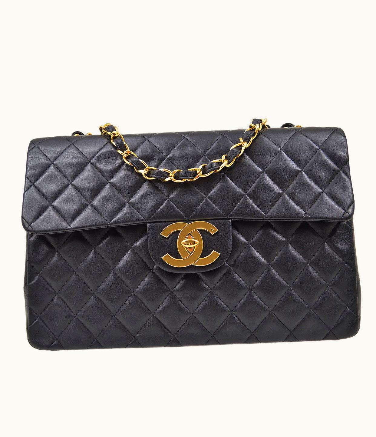 Chanel Chanel 1994 Black Lambskin Classic Flap Maxi 62883