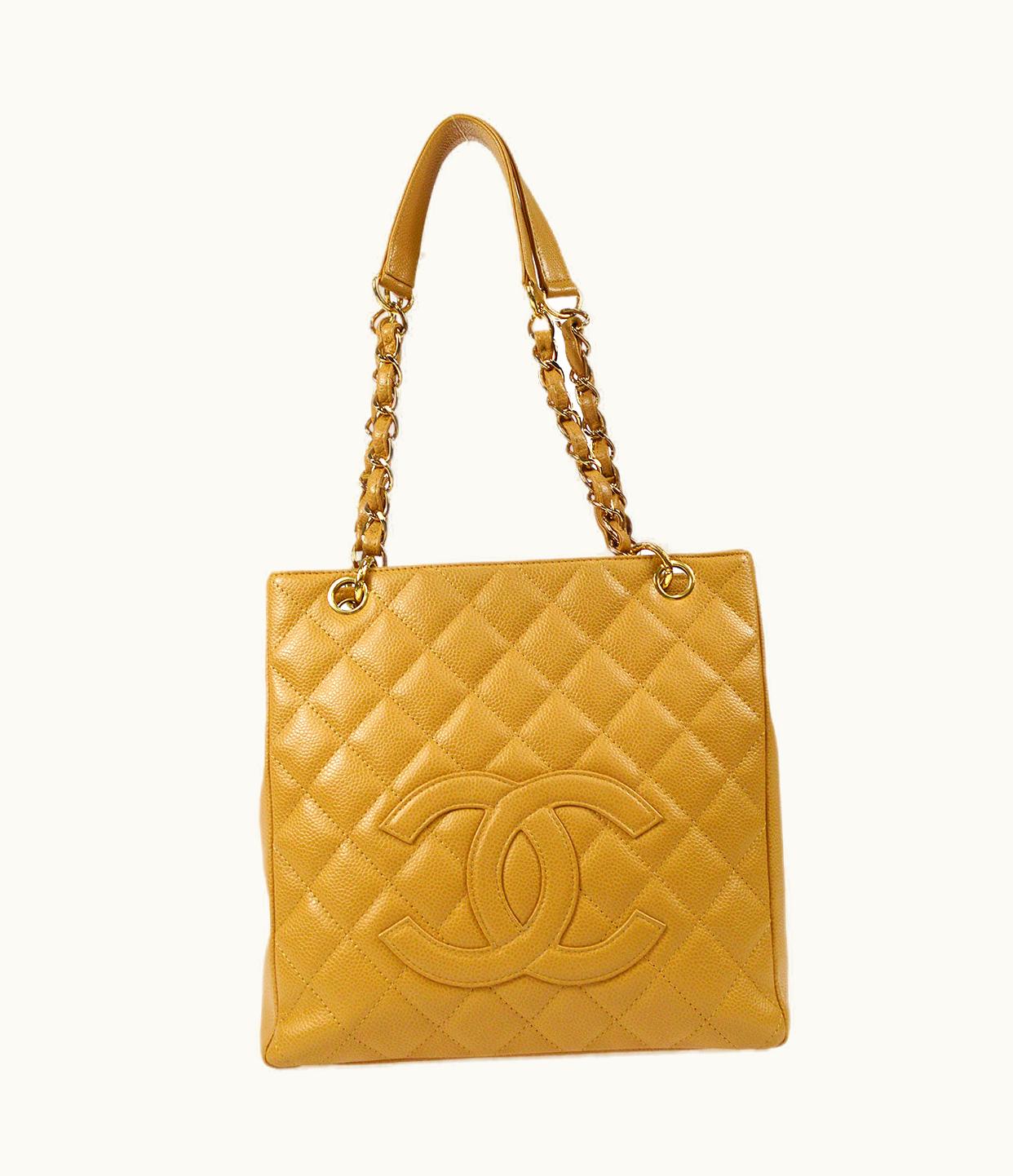 Chanel Chanel Petite Shopping Tote Pst Chain Hand Tote Bag Beige Caviar 58010